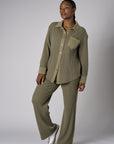 Let your outfit shine with this vibrant 'Light Olive' Side Stripe Lounge Pant.