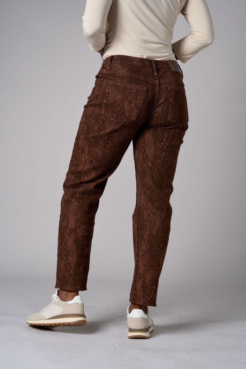 Brown Oxford Snake Taper Leg Jean with 5 pocket styling