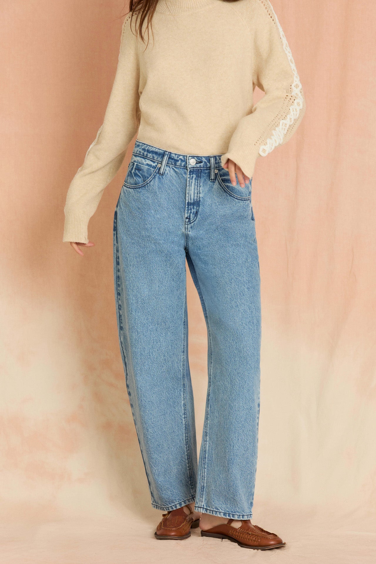 Indigo Crescent Leg Jean