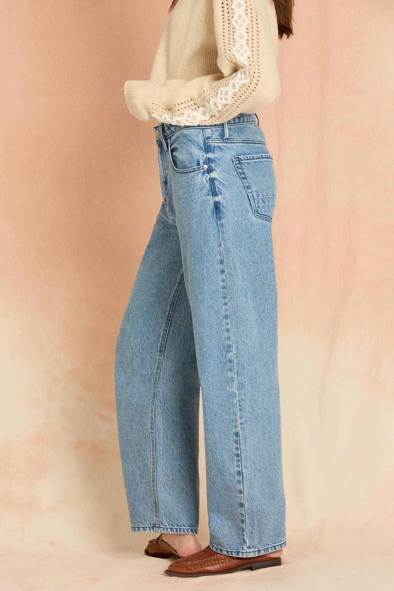 Indigo Crescent Leg Jean