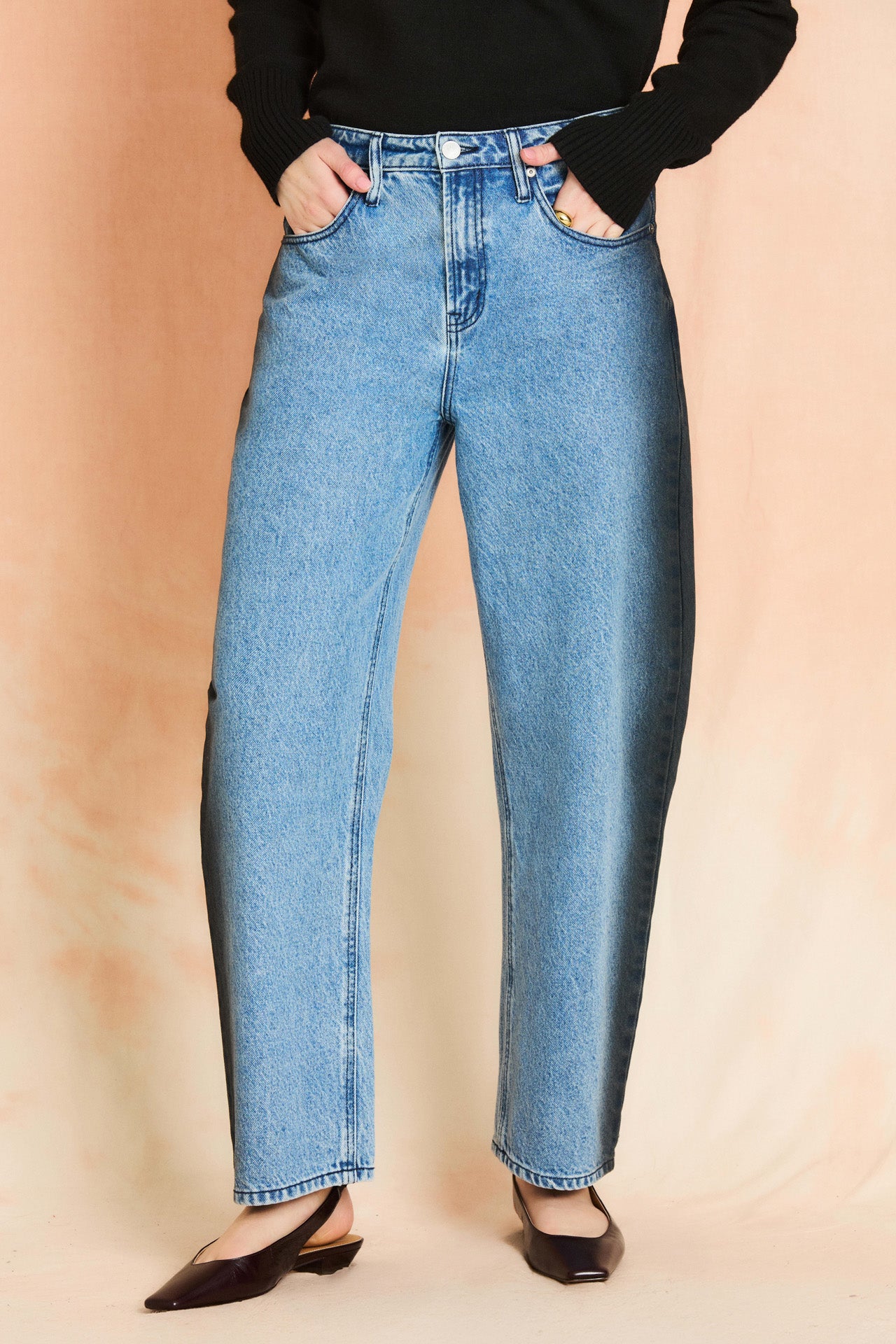 Vintage Wash Crescent Leg Jean