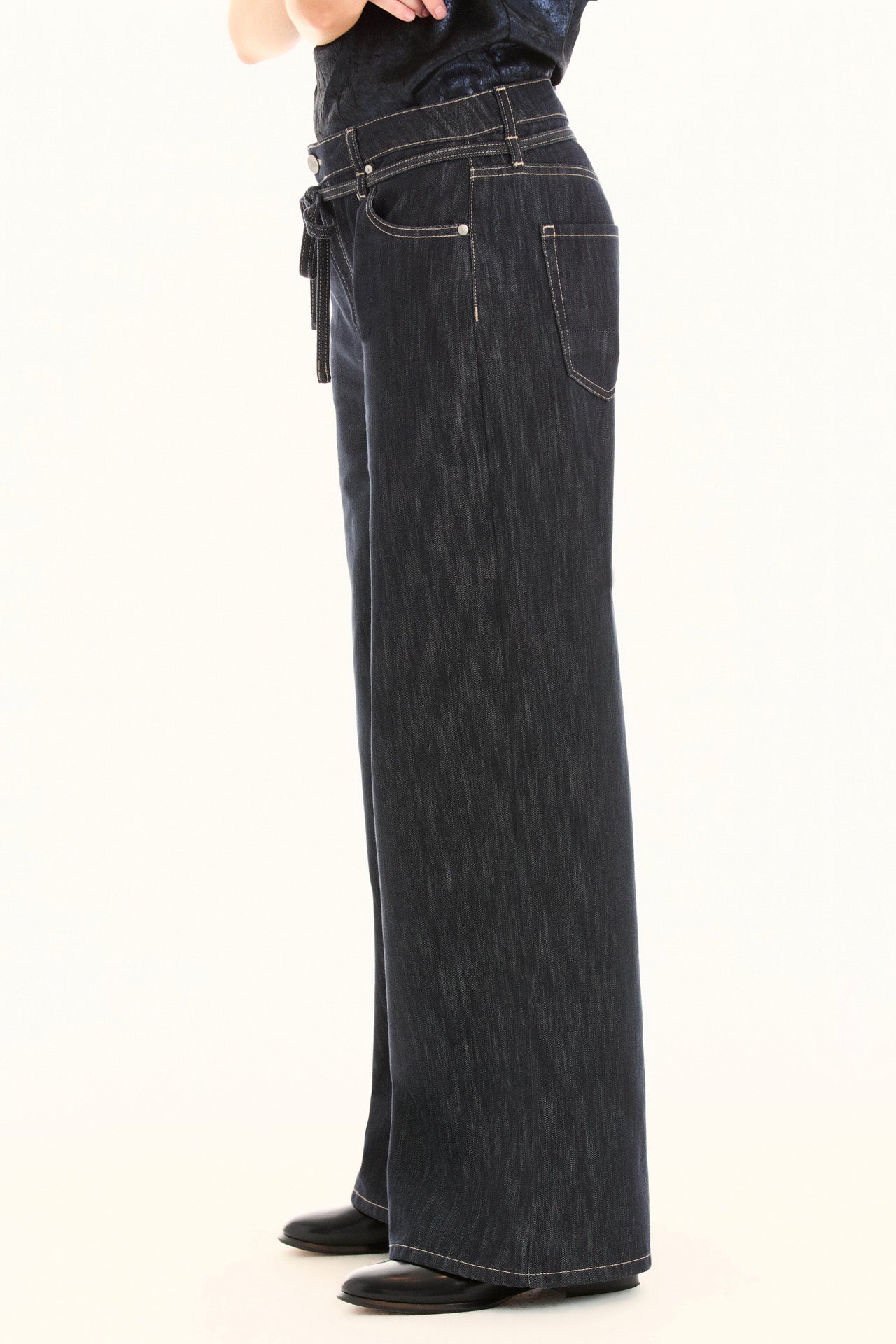 Indigo Tie Waist Wide Leg