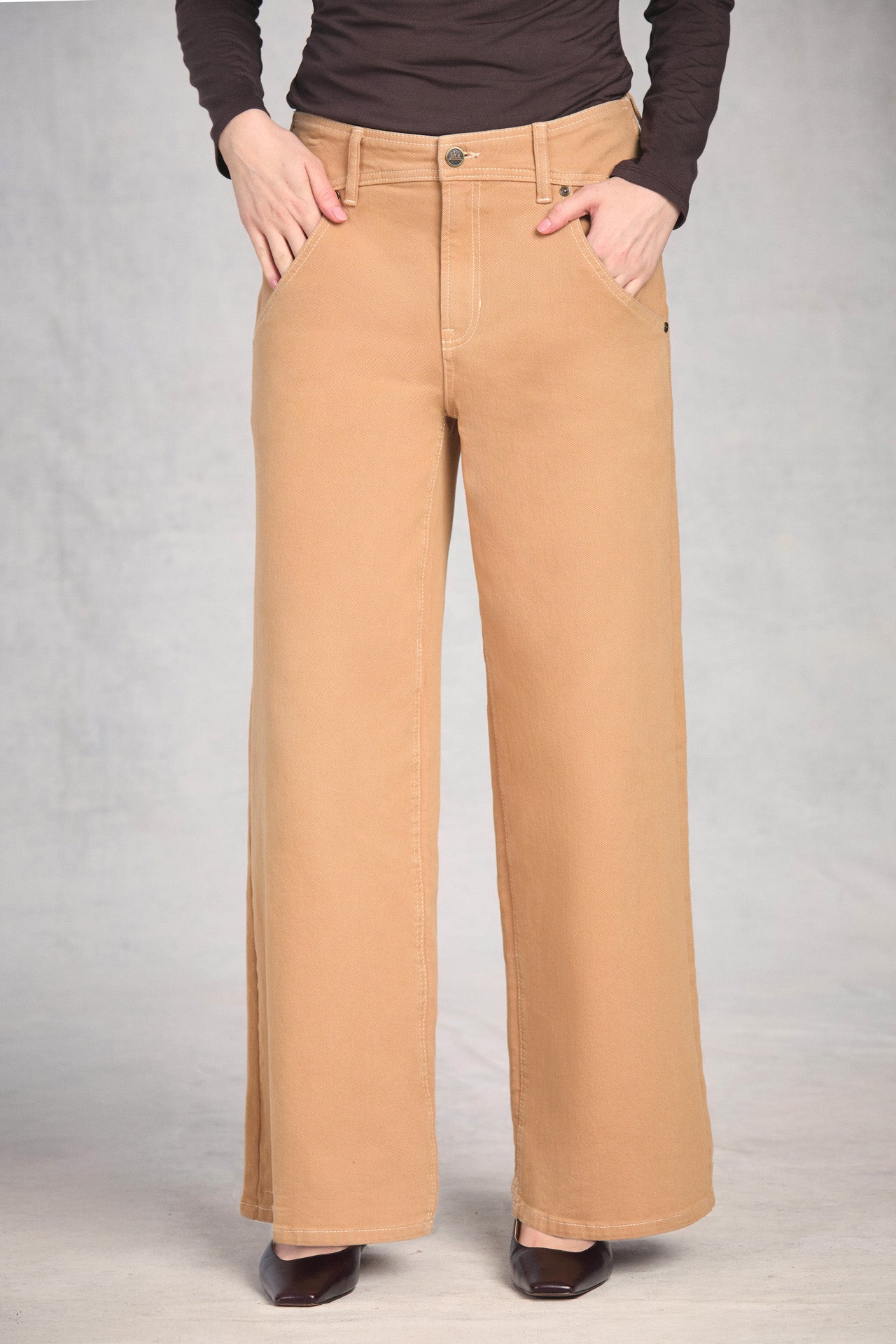Taupe Curve Yoke Jean