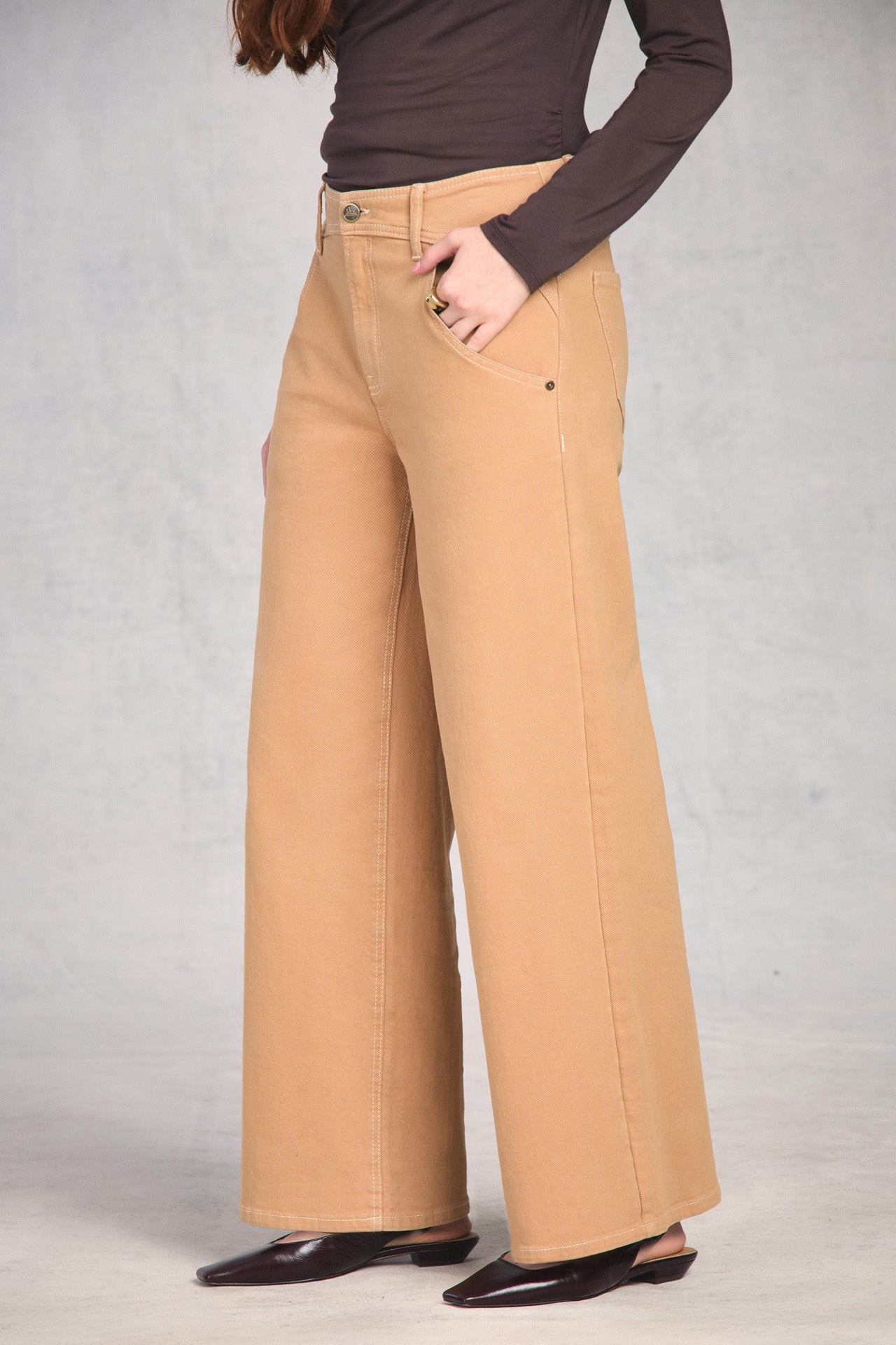 Taupe Curve Yoke Jean