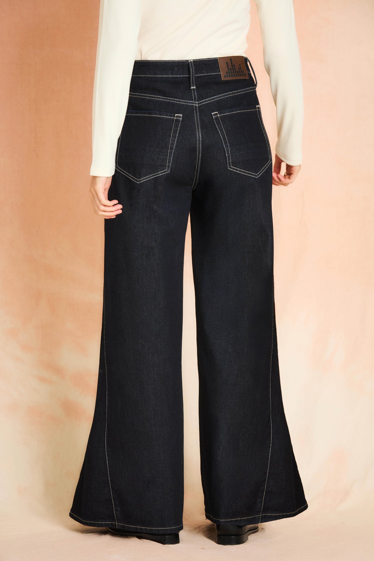 Dark Indigo Side Gusset Wide Leg Jean