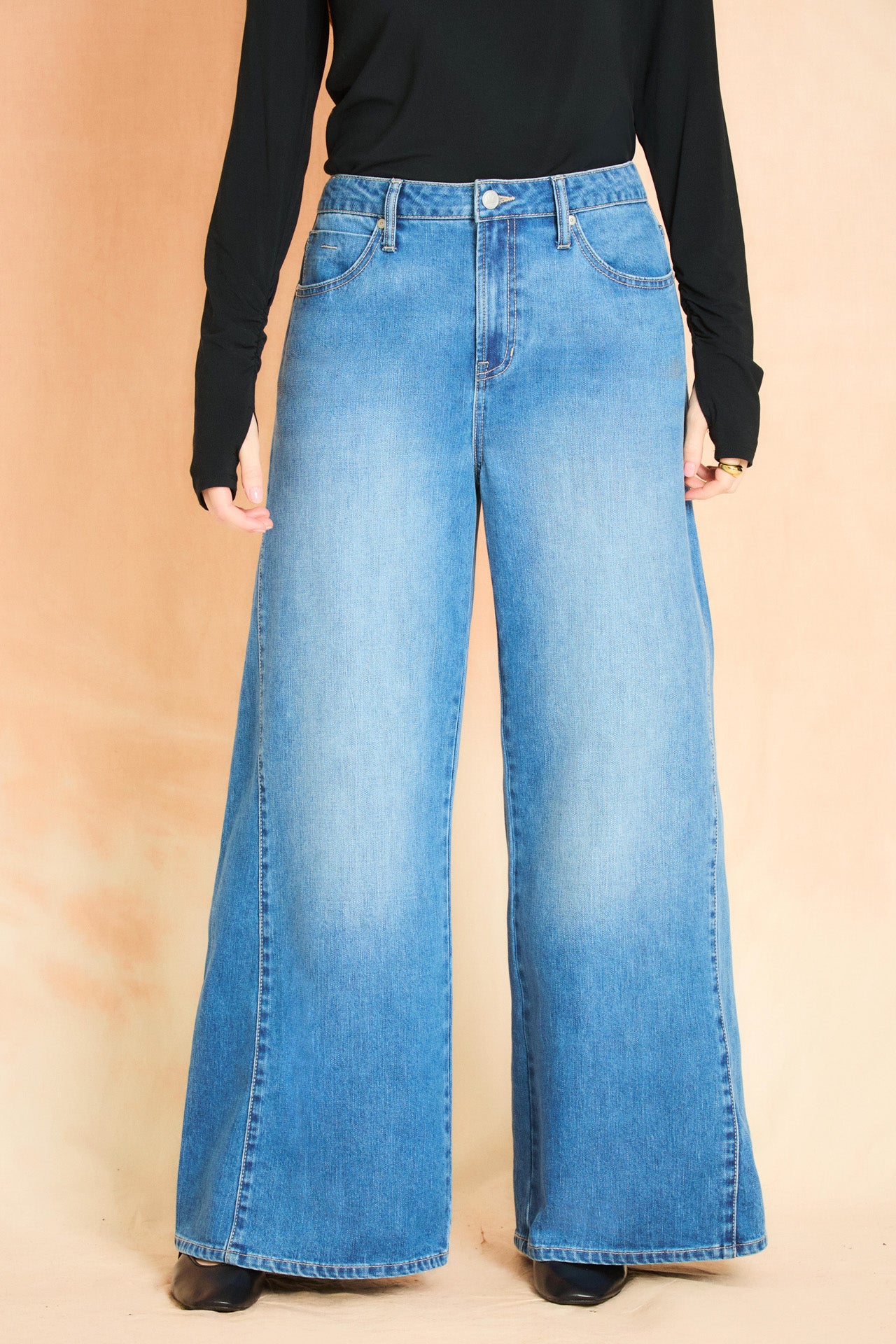 Light Indigo Side Gusset Wide Leg Jean

