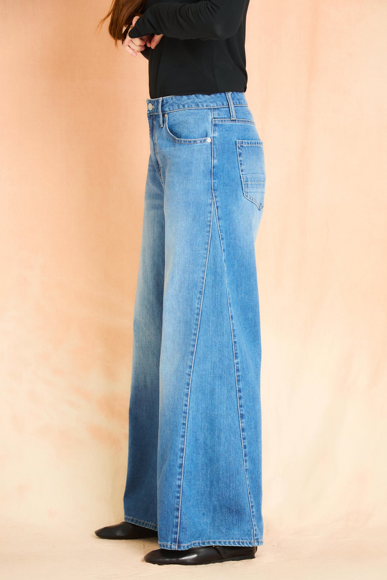 Light Indigo Side Gusset Wide Leg Jean
