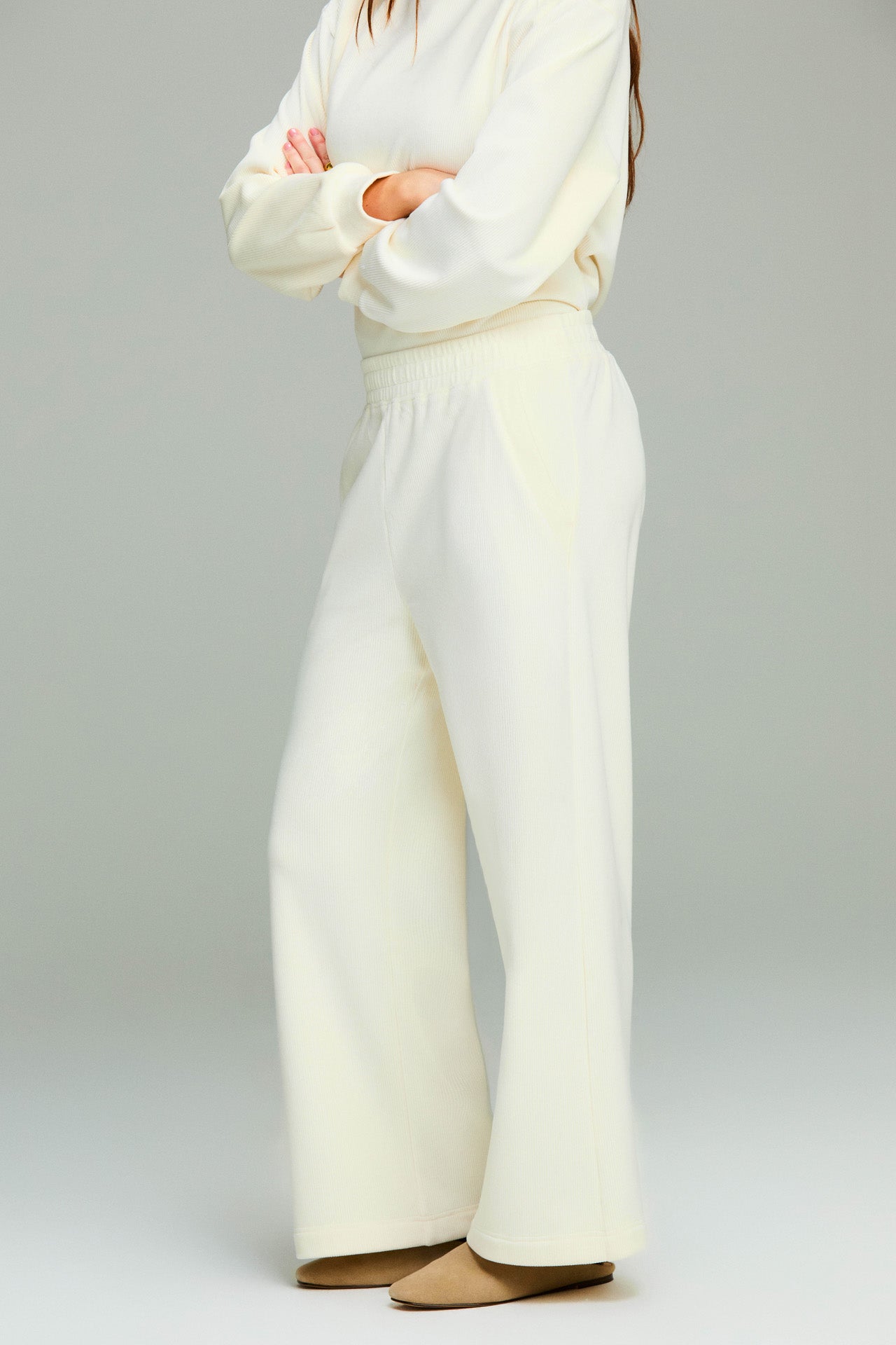 Cream Knit Cord Lounge Pant
