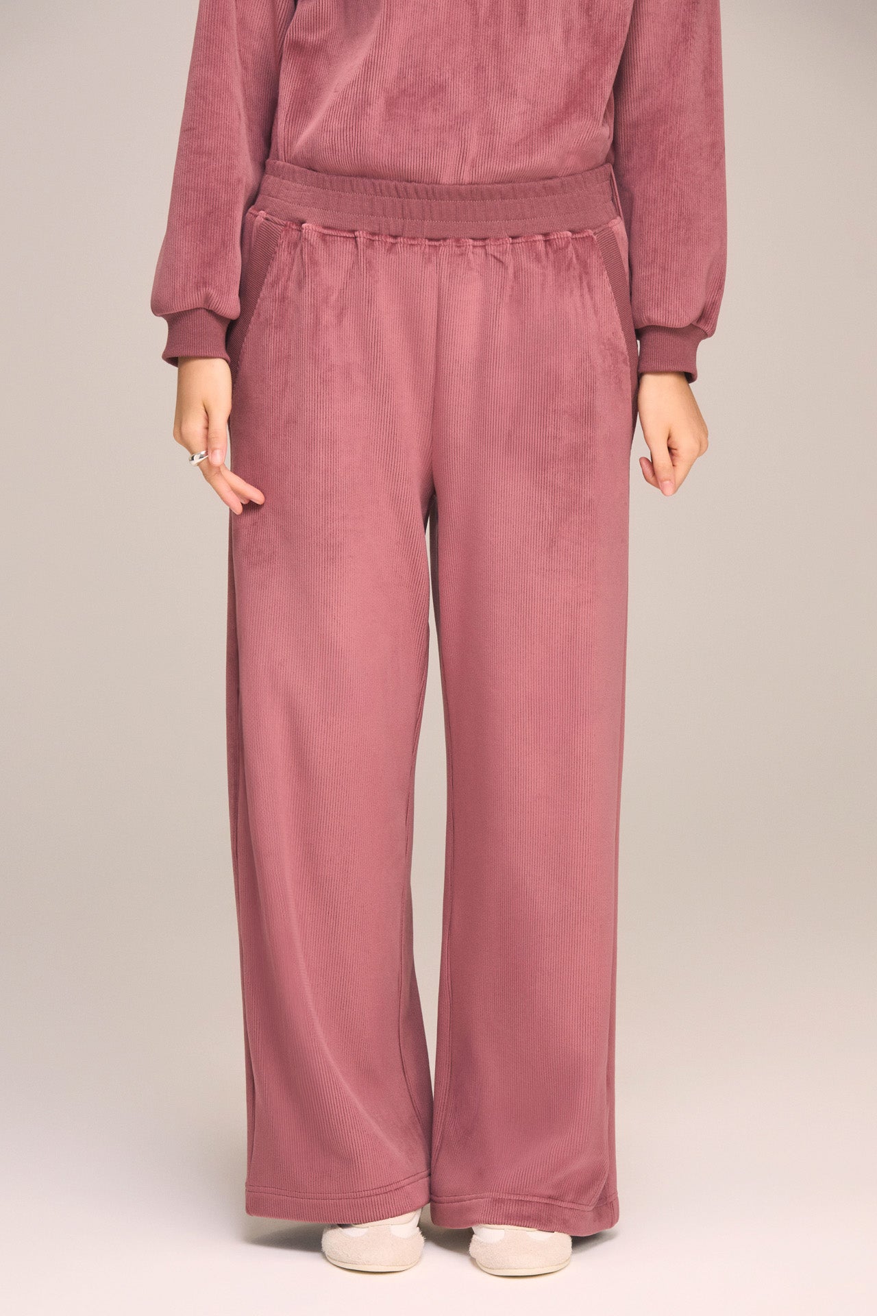 Dusty Rose Knit Cord Lounge Pant
