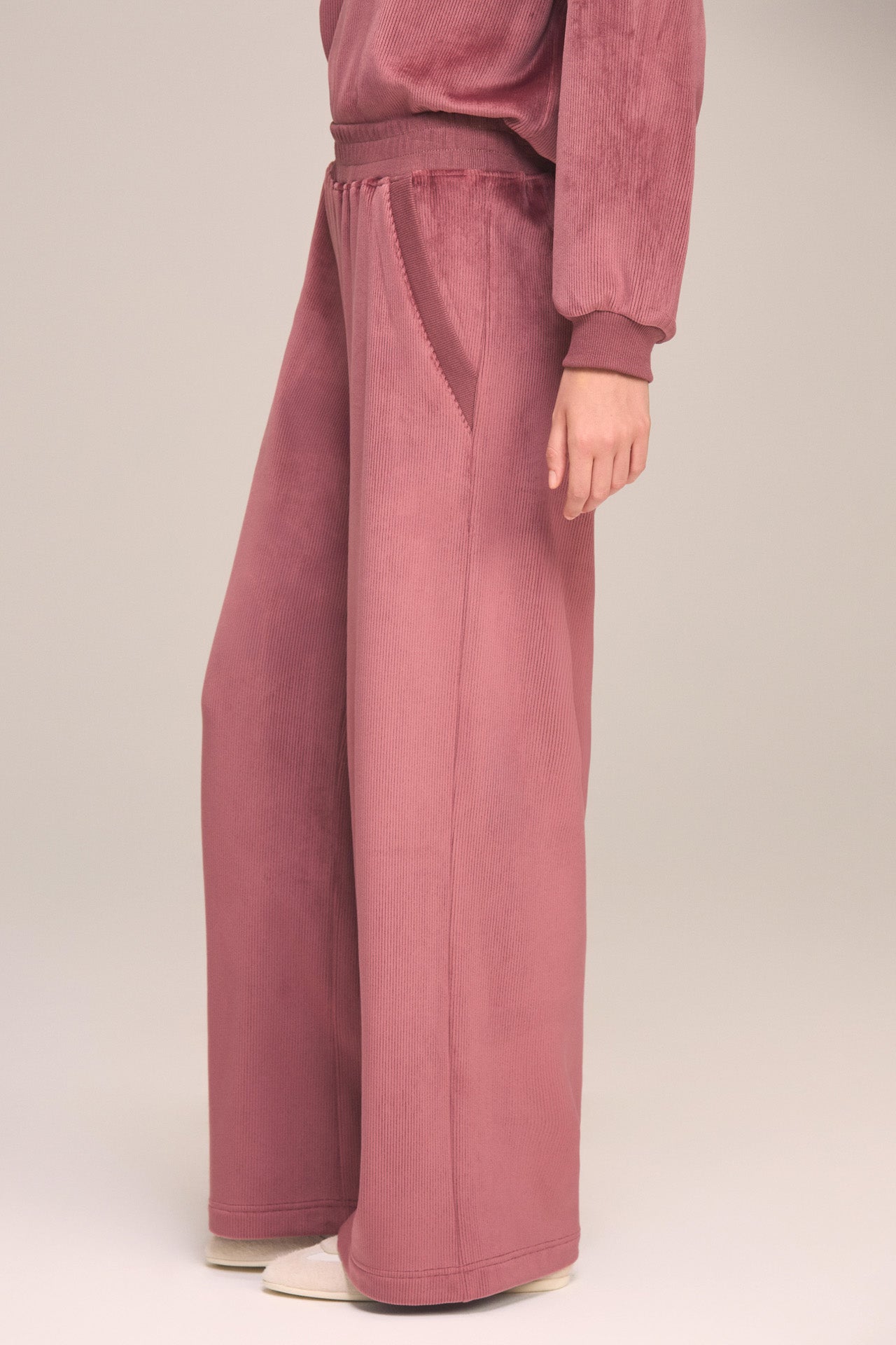 Dusty Rose Knit Cord Lounge Pant
