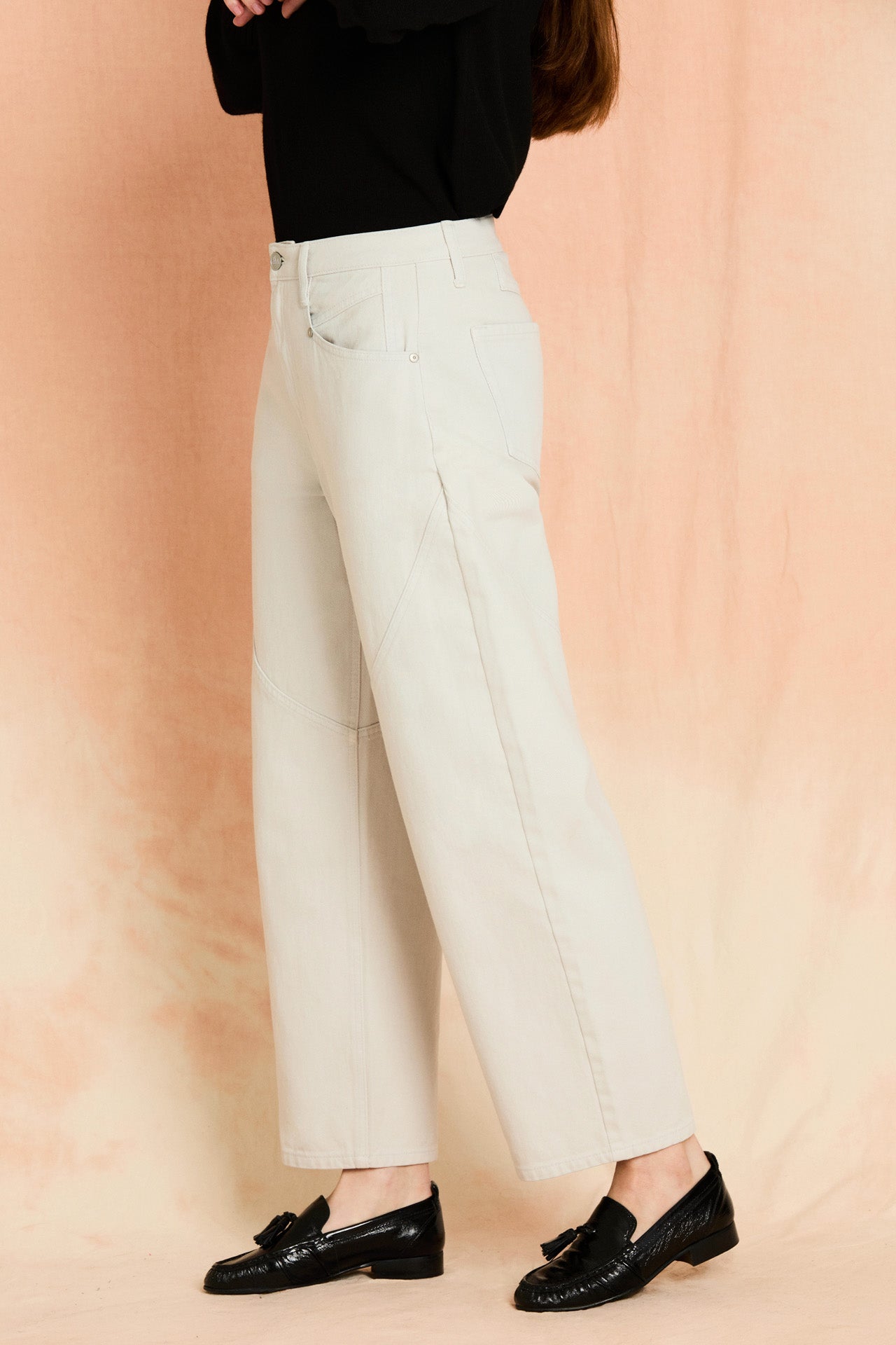 Grey Spliced Seam Crescent Leg Jean