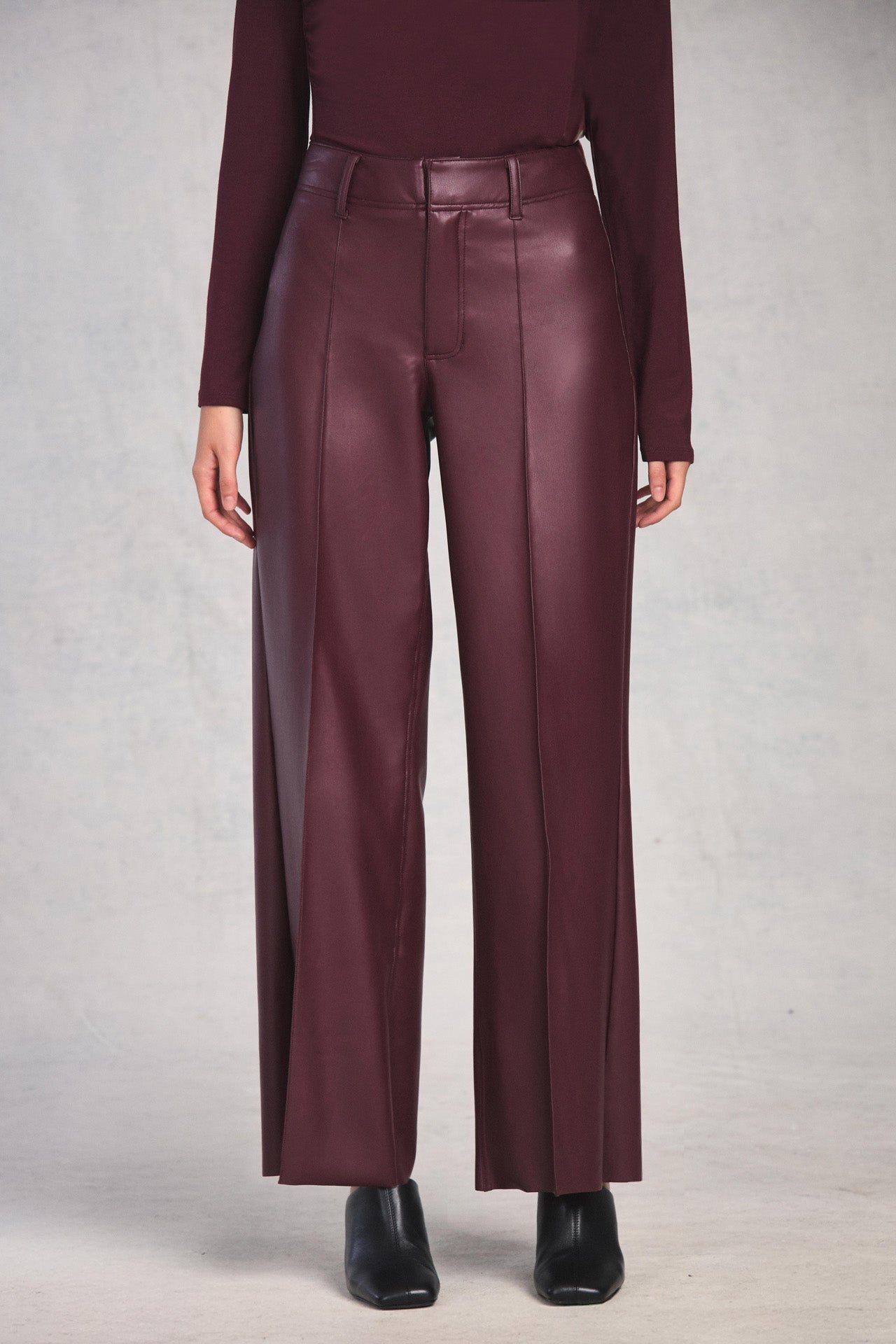 Plum Pintuck Wide Leg Pant