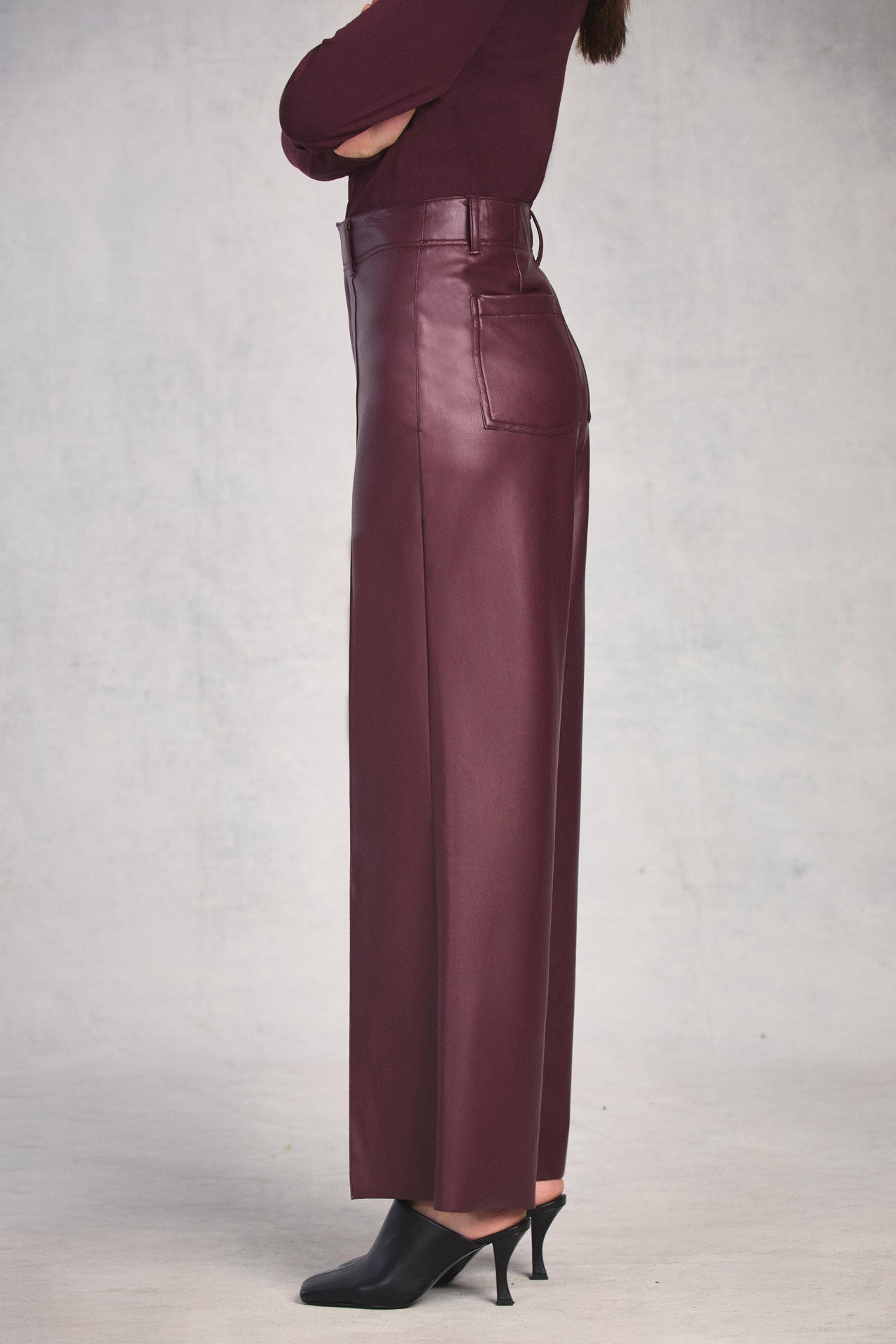 Plum Pintuck Wide Leg Pant