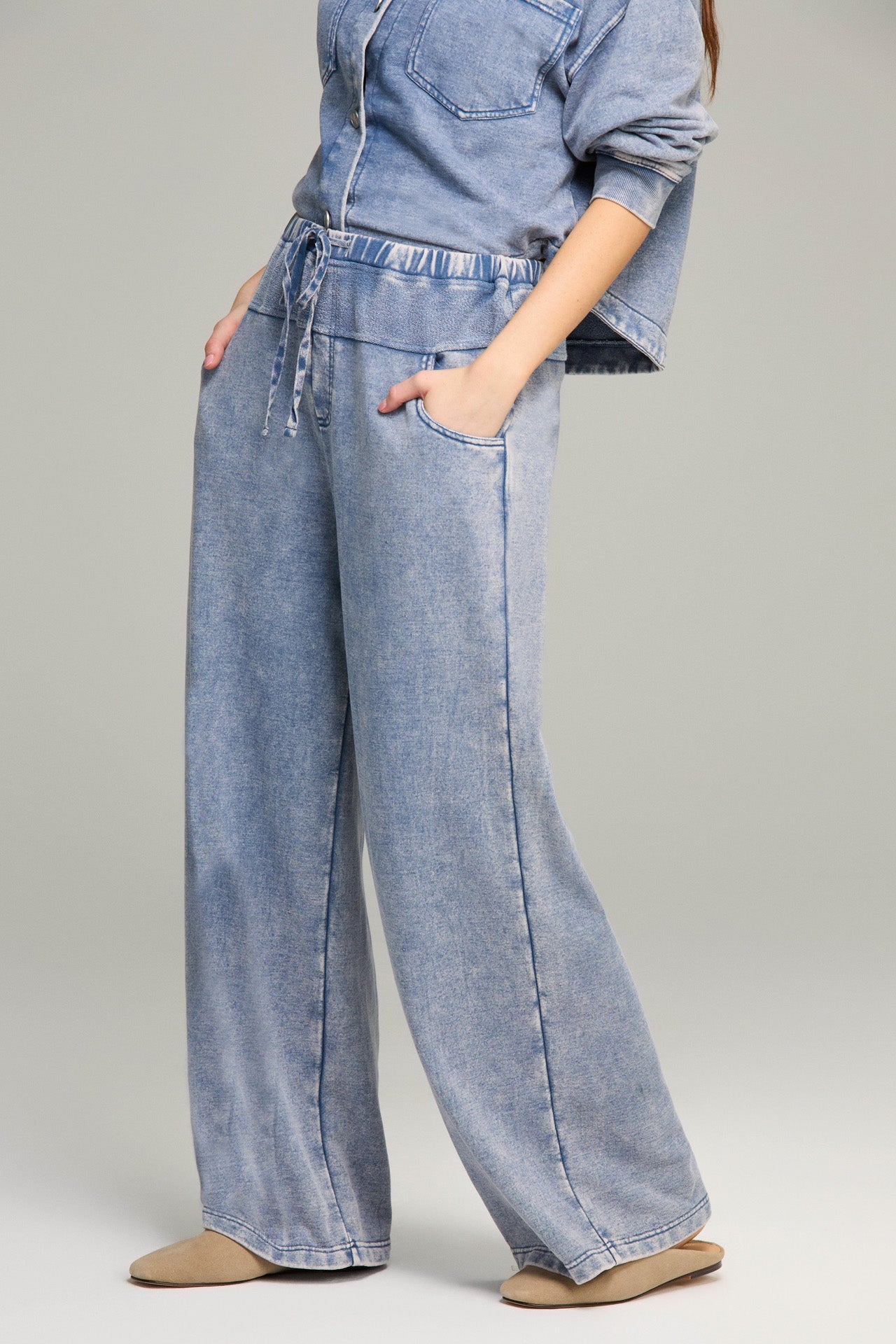 Cadet Blue Dropped Waist Lounge Pant
