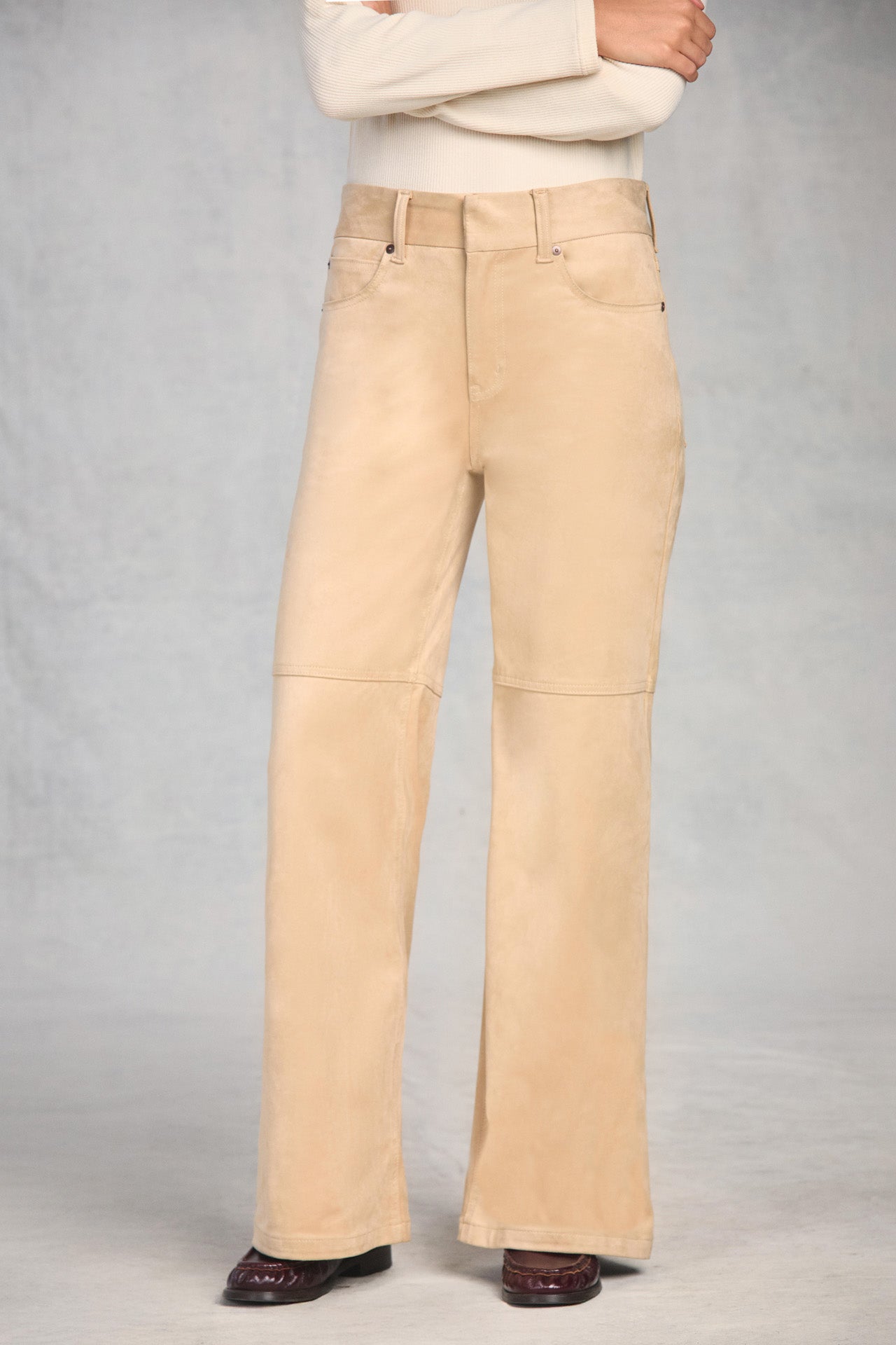 Champagne Clean Waist Wide Leg Jean