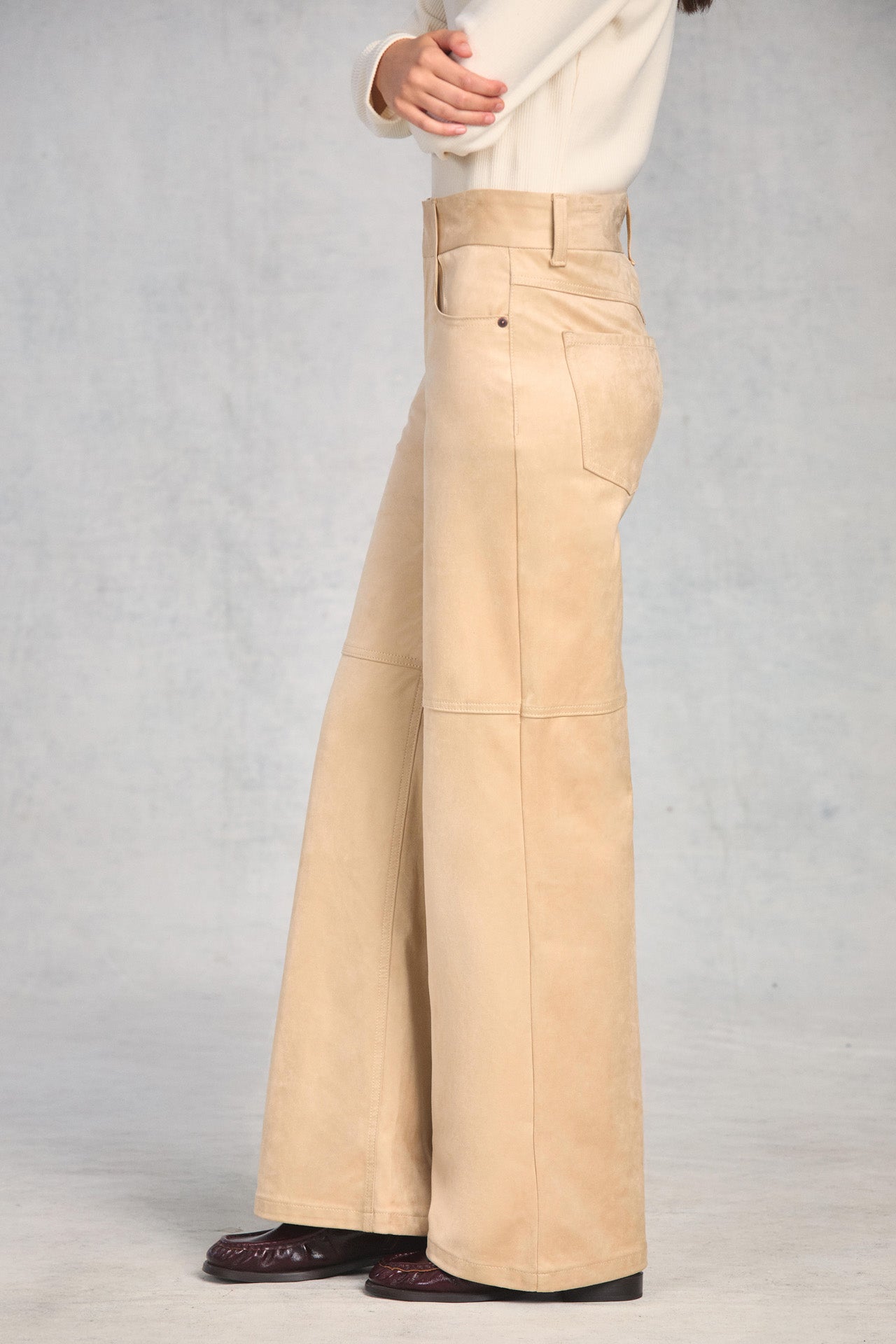 Champagne Clean Waist Wide Leg Jean