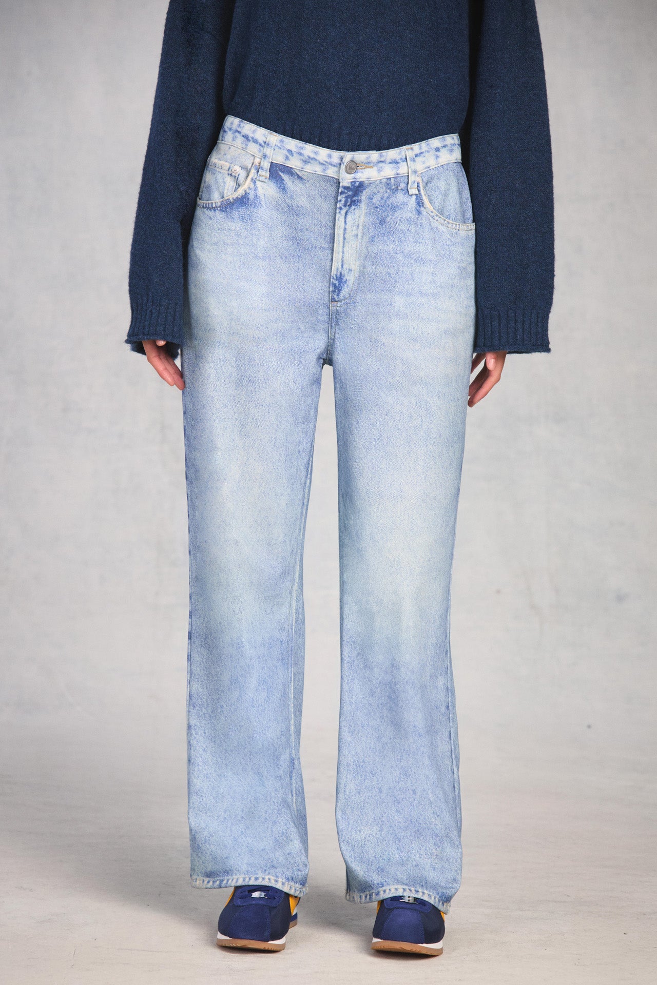 Indigo Knit Denim Straight Leg