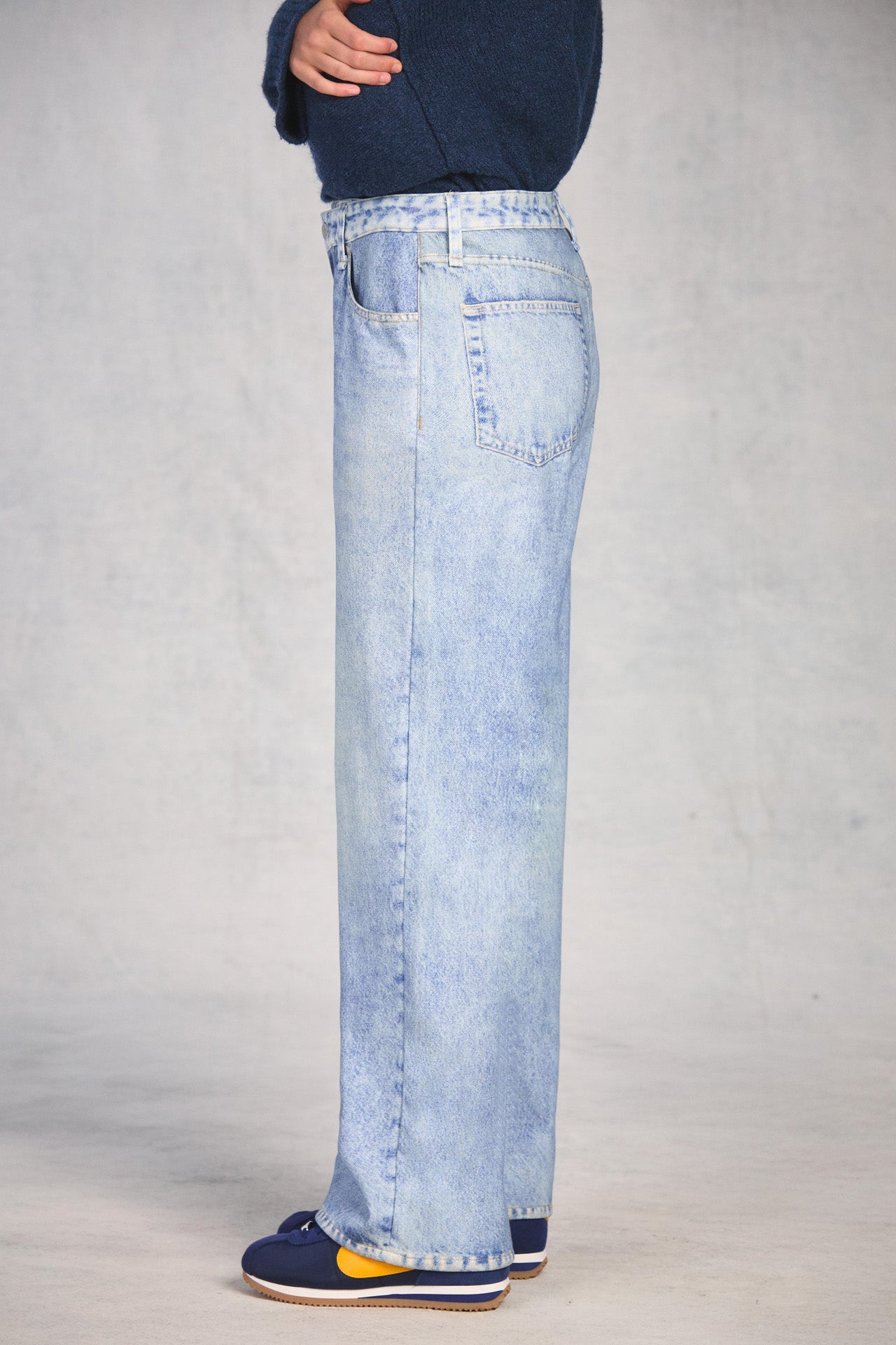 Indigo Knit Denim Straight Leg