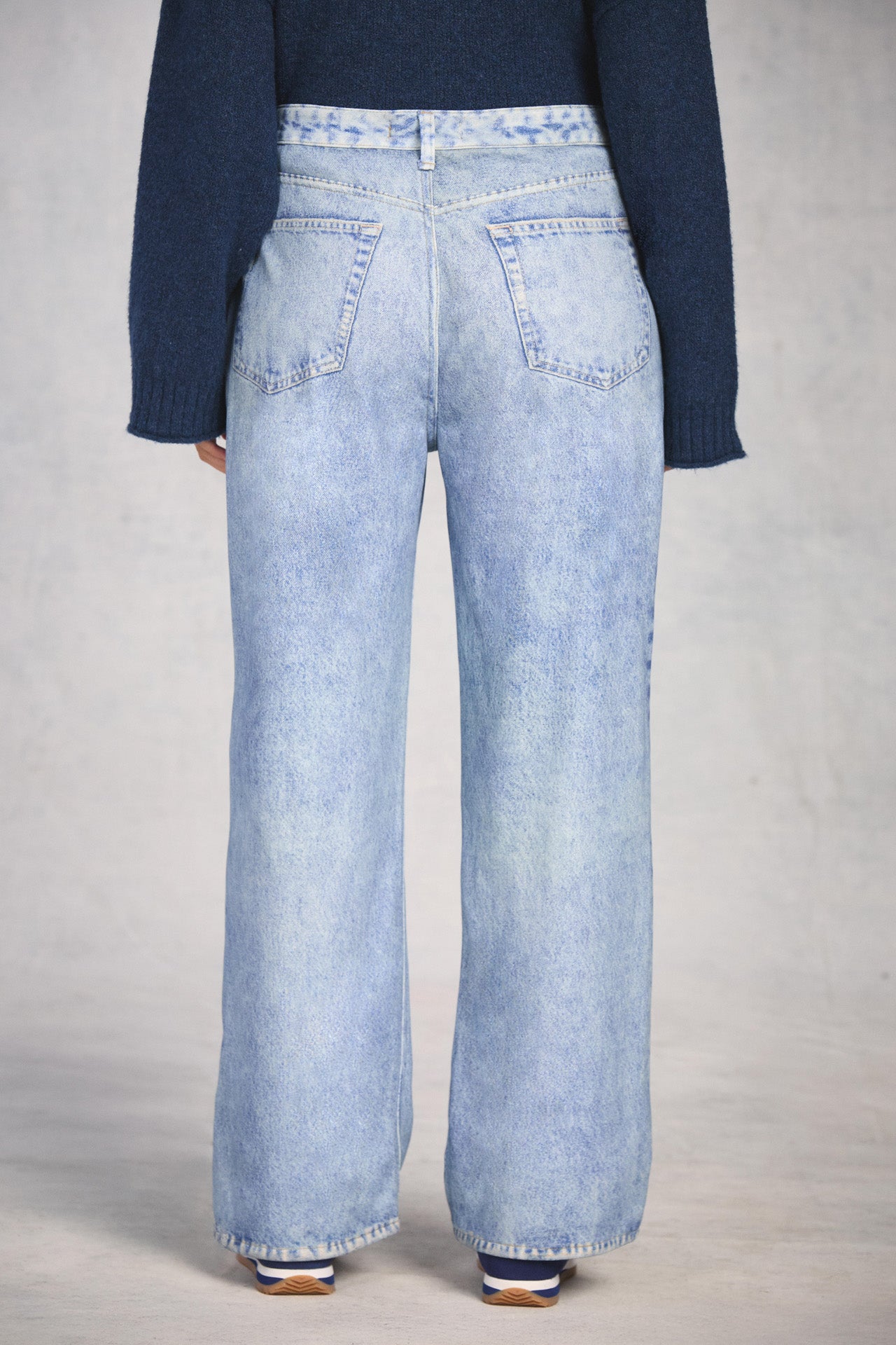 Indigo Knit Denim Straight Leg