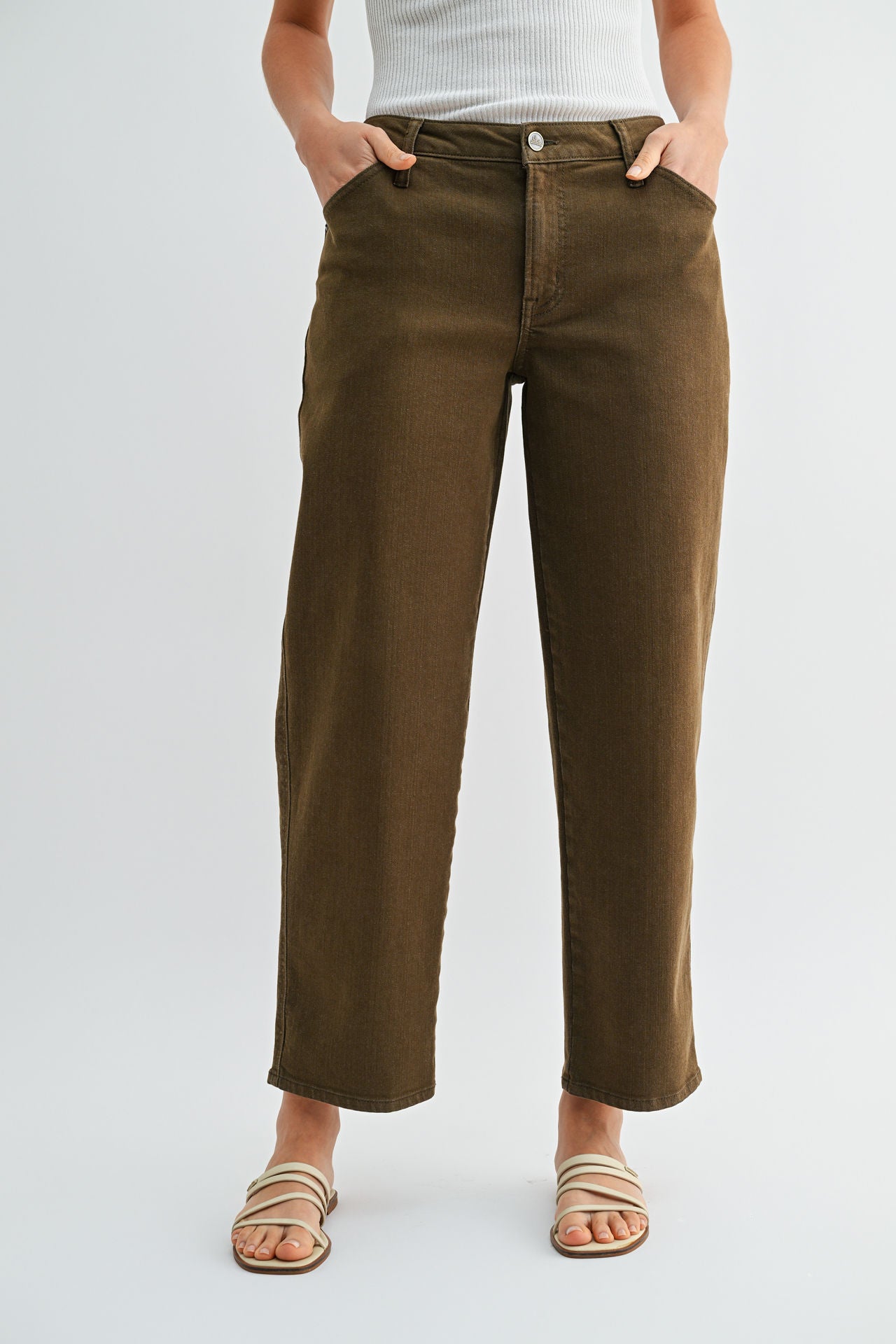 Olive Relaxed Leg Jean