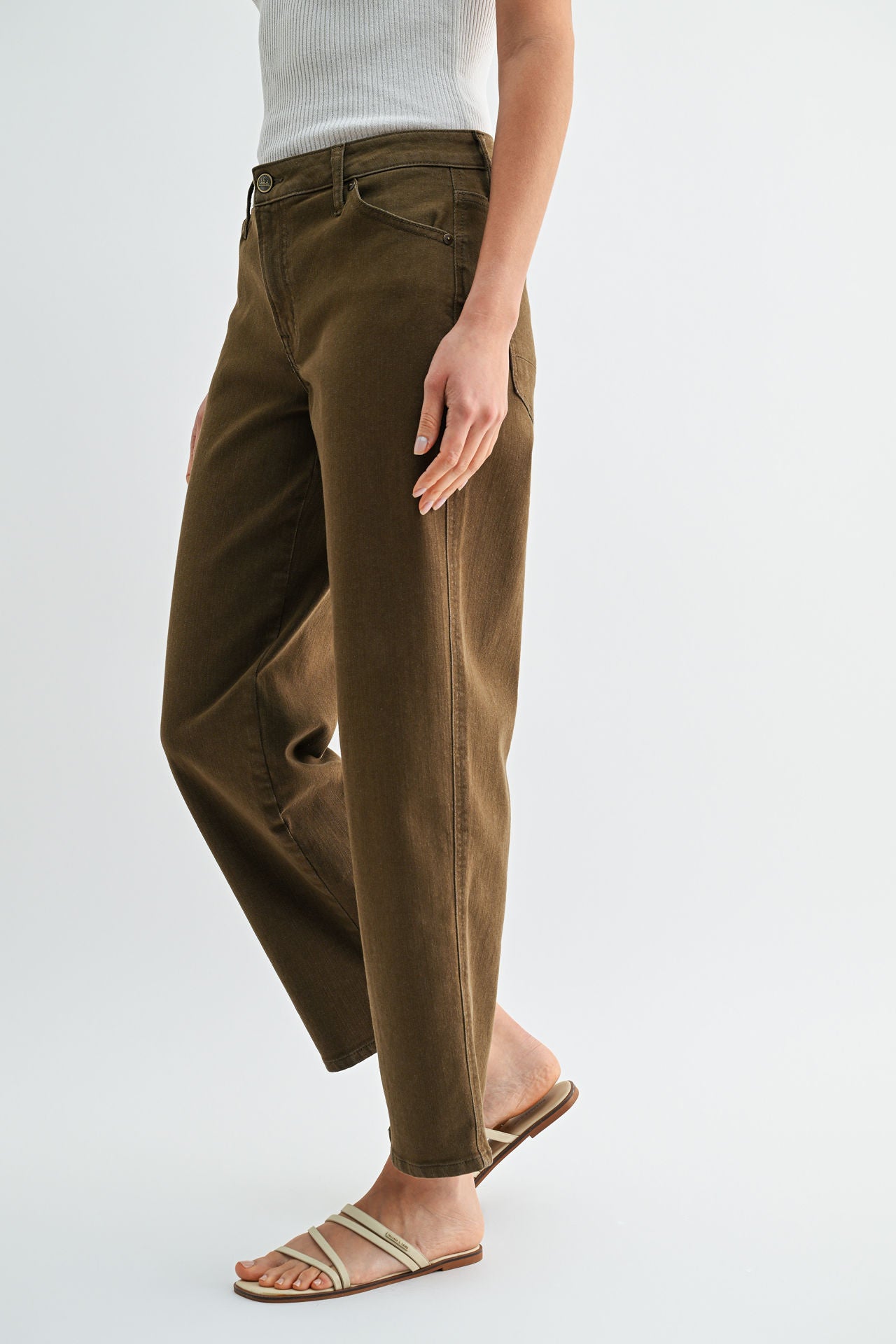 Olive Relaxed Leg Jean