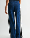 Indigo Petite Athletic Striped Wide Leg Jean