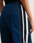 Indigo Petite Athletic Striped Wide Leg Jean