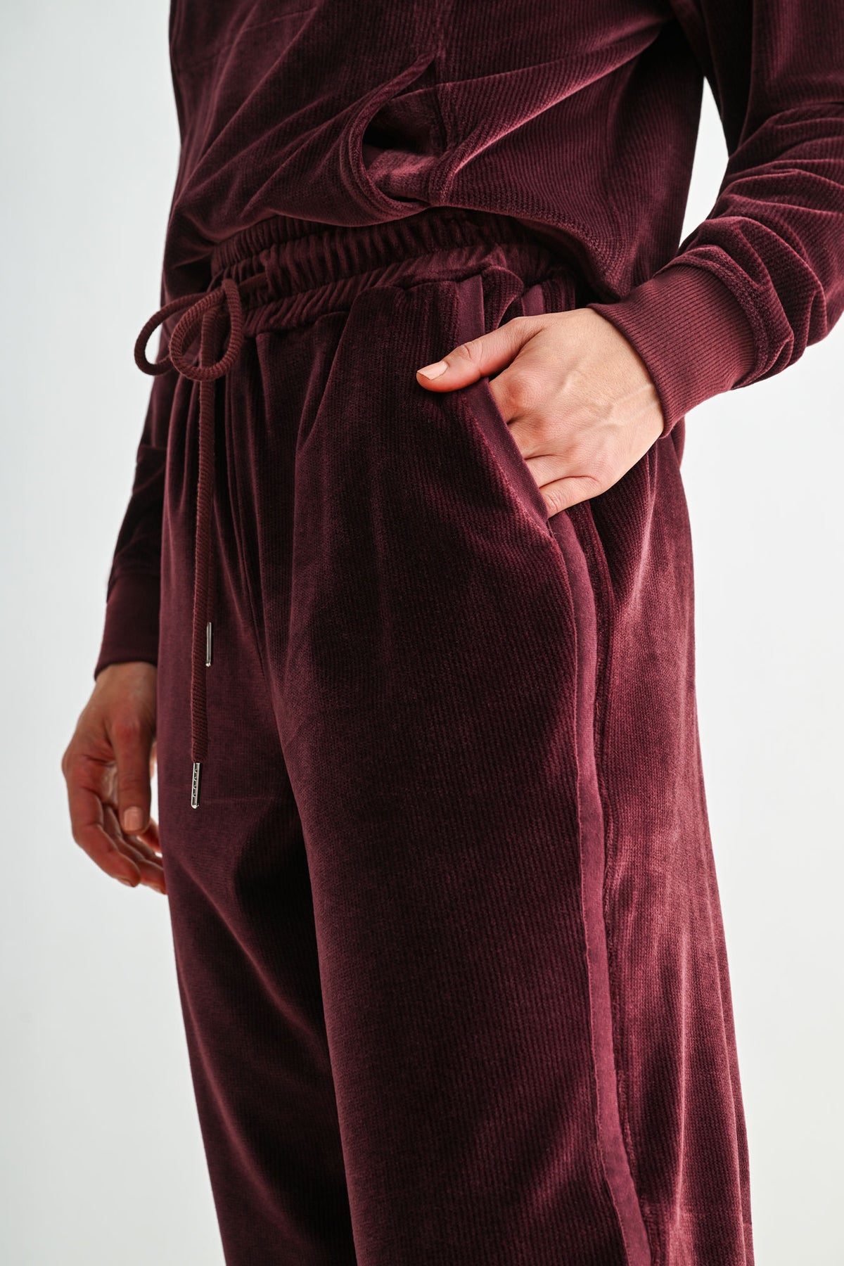 Burgundy Plus-Size Trouser Track Pant