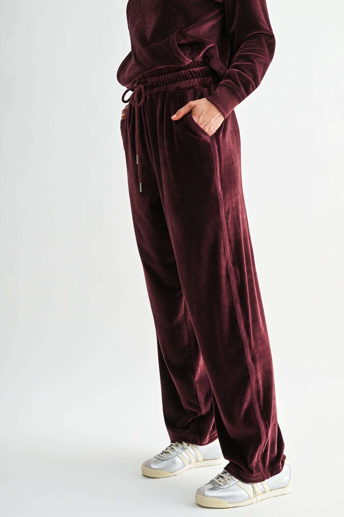 Burgundy Plus-Size Trouser Track Pant