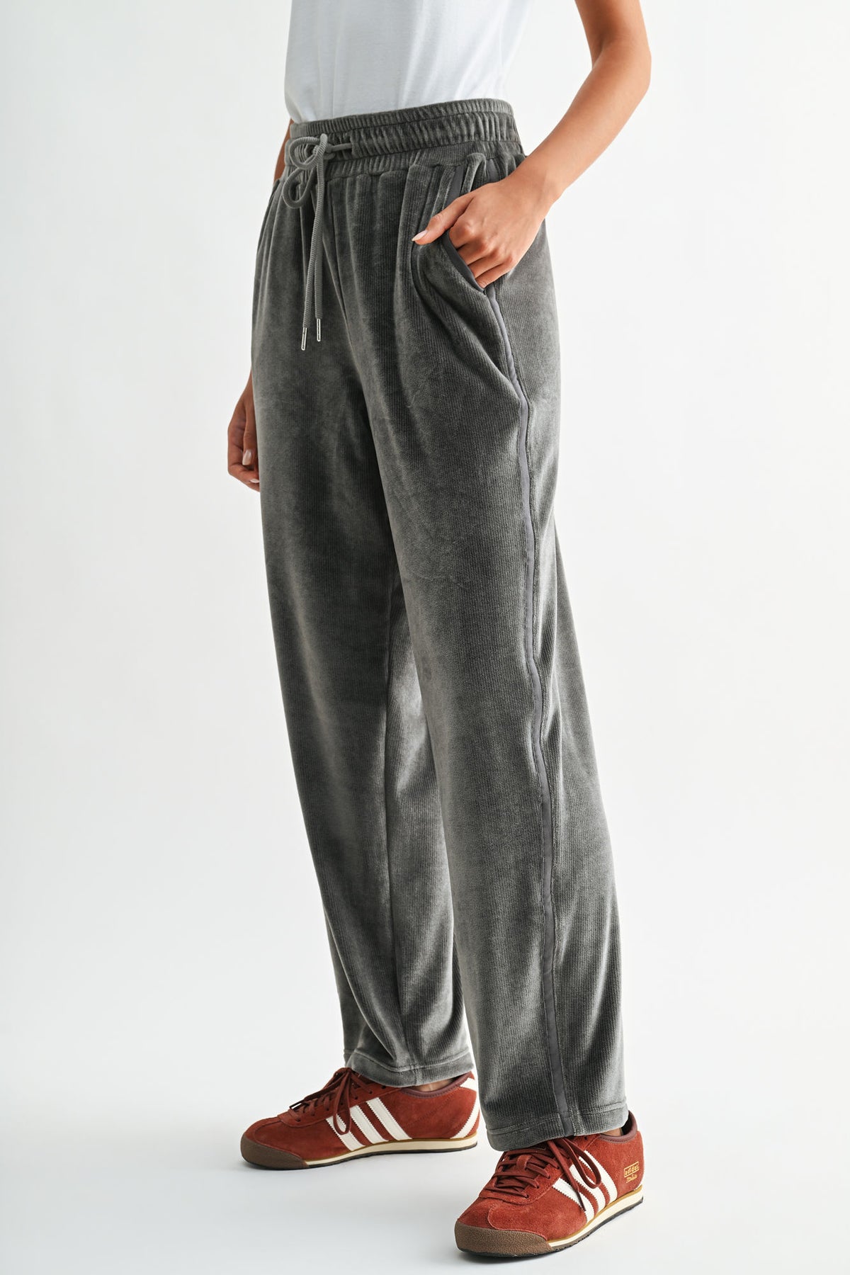 Charcoal Plus-Size Trouser Track Pant