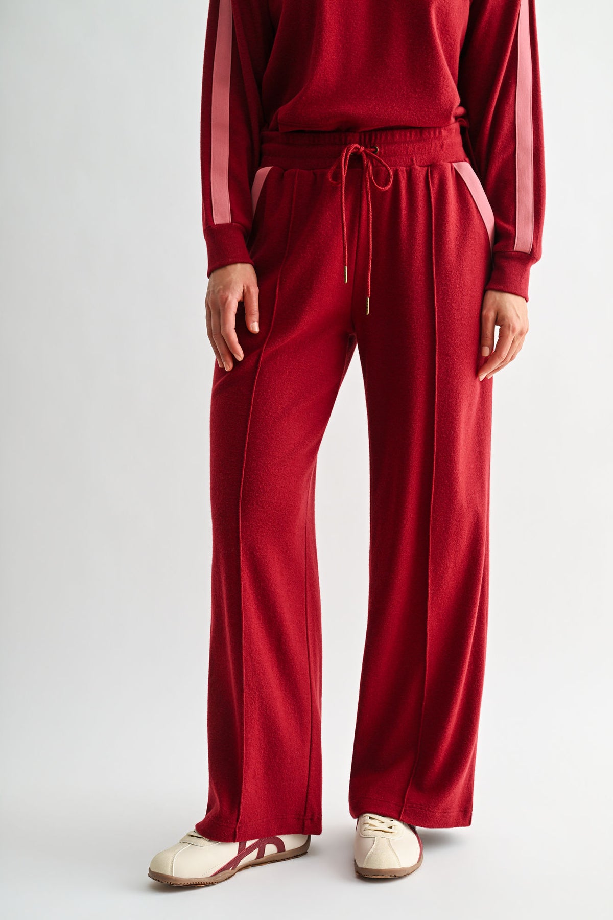 Burgundy Pintuck Track Lounge Pant
