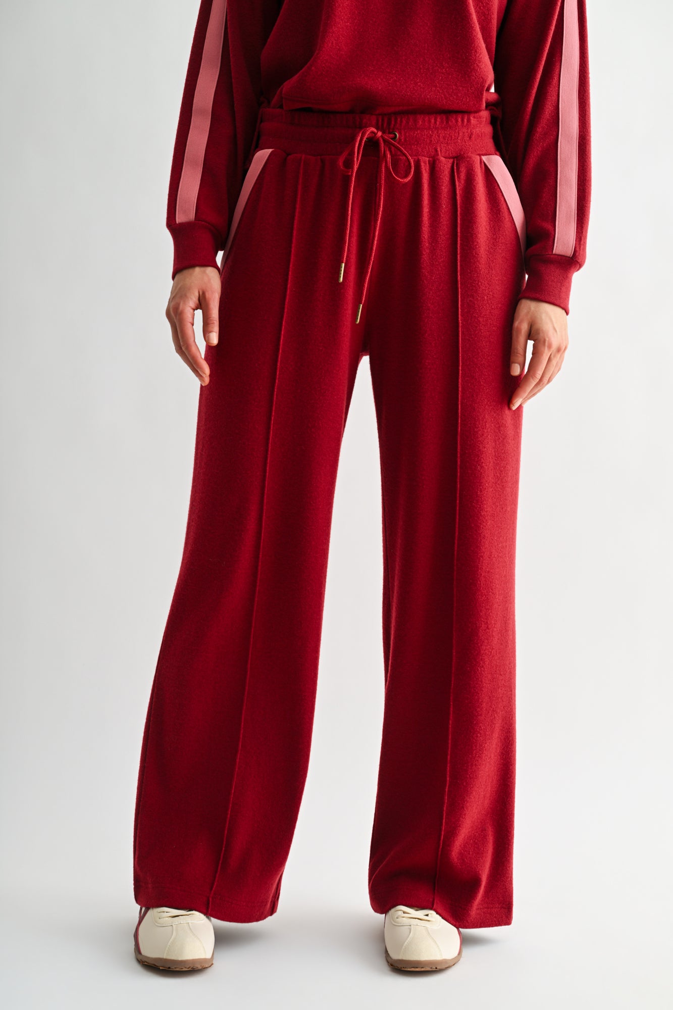 Burgundy Pintuck Track Lounge Pant