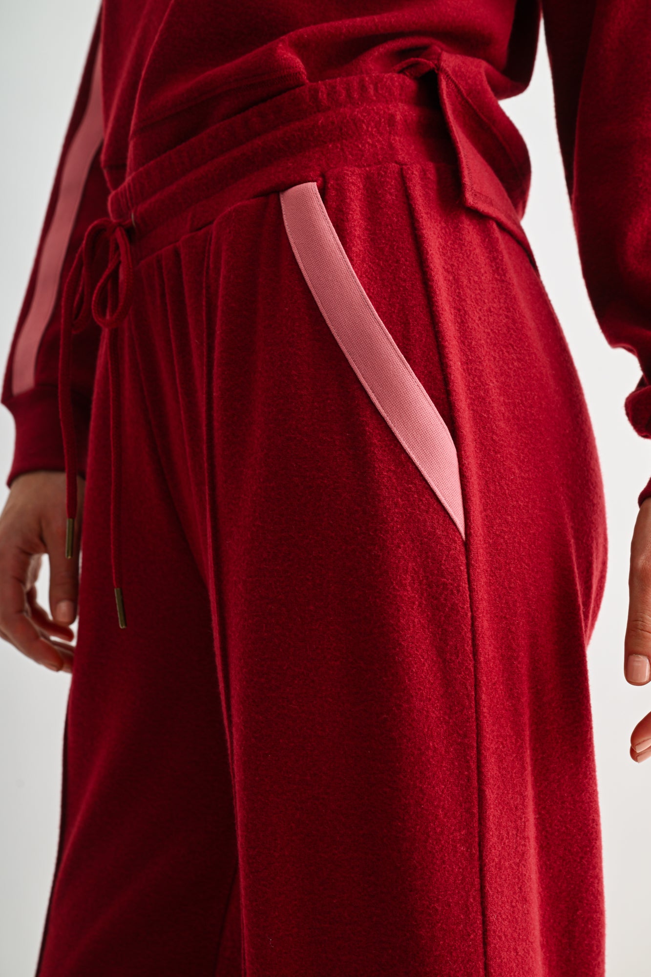 Burgundy Pintuck Track Lounge Pant
