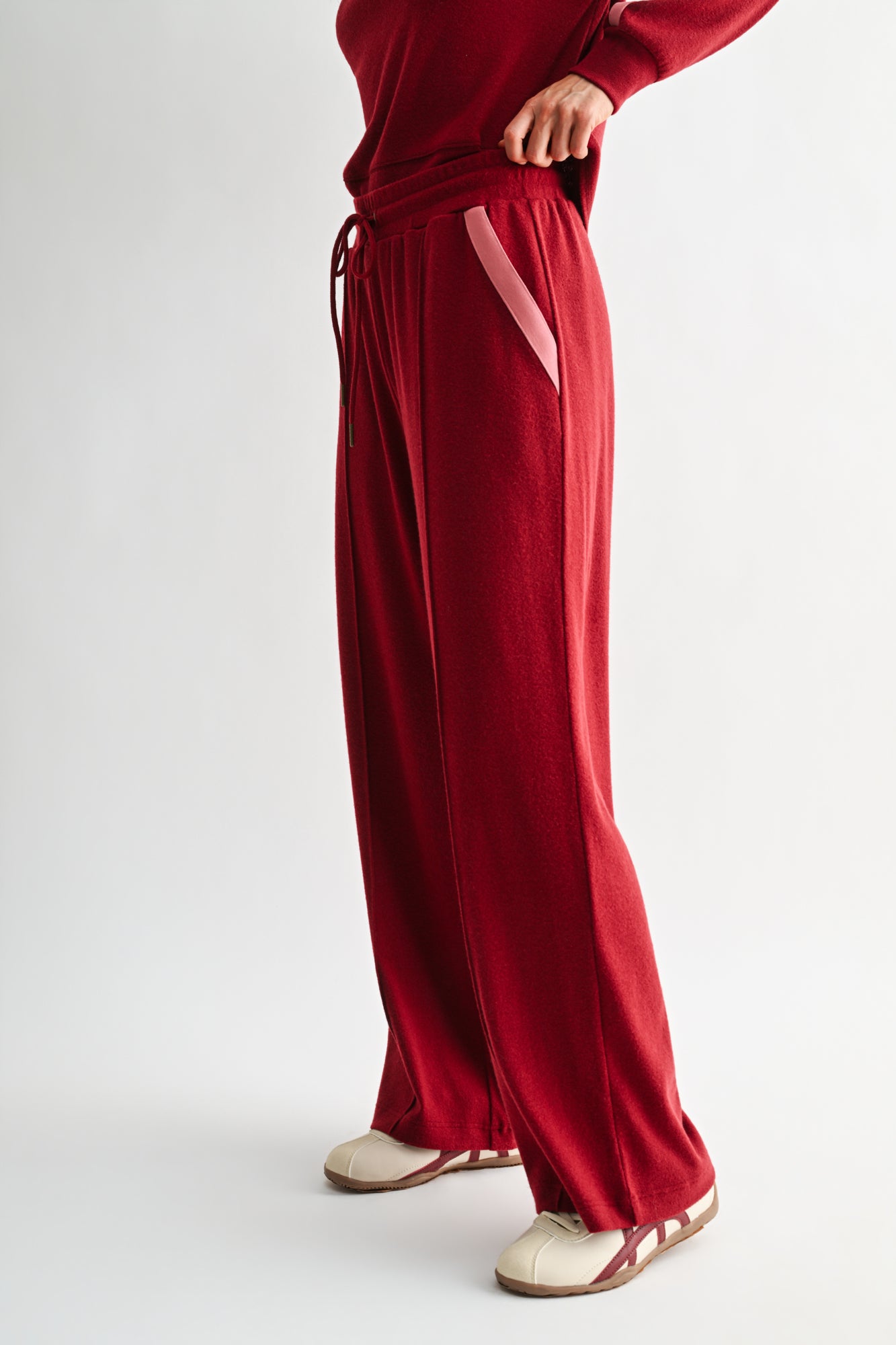 Burgundy Pintuck Track Lounge Pant