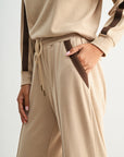 Tan Petite Pintuck Track Lounge Pant