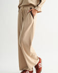 Tan Petite Pintuck Track Lounge Pant