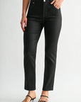 Black Petite Tapered Leg Jean w/ Metallic Stripe