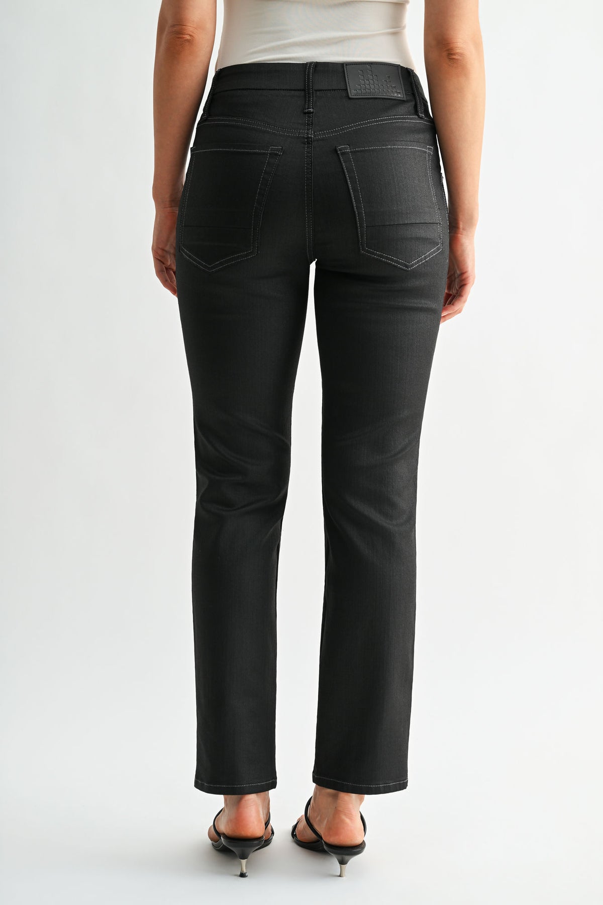 Black Tapered Leg Jean w/ Metallic Stripe