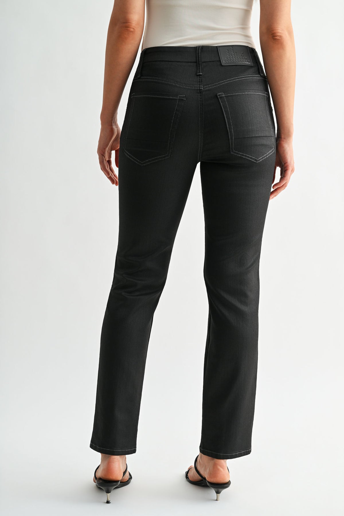 Black Plus-Size Tapered Leg Jean w/ Metallic Stripe