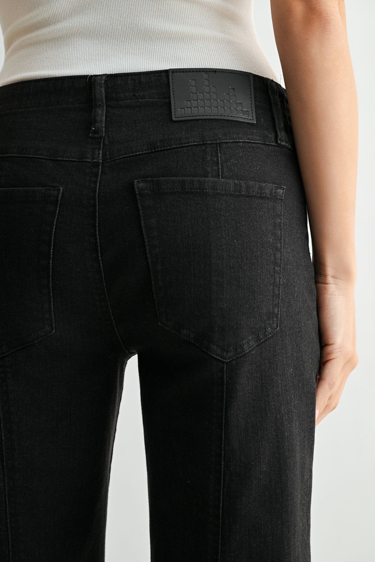 Black Seamed Wide Leg Pant