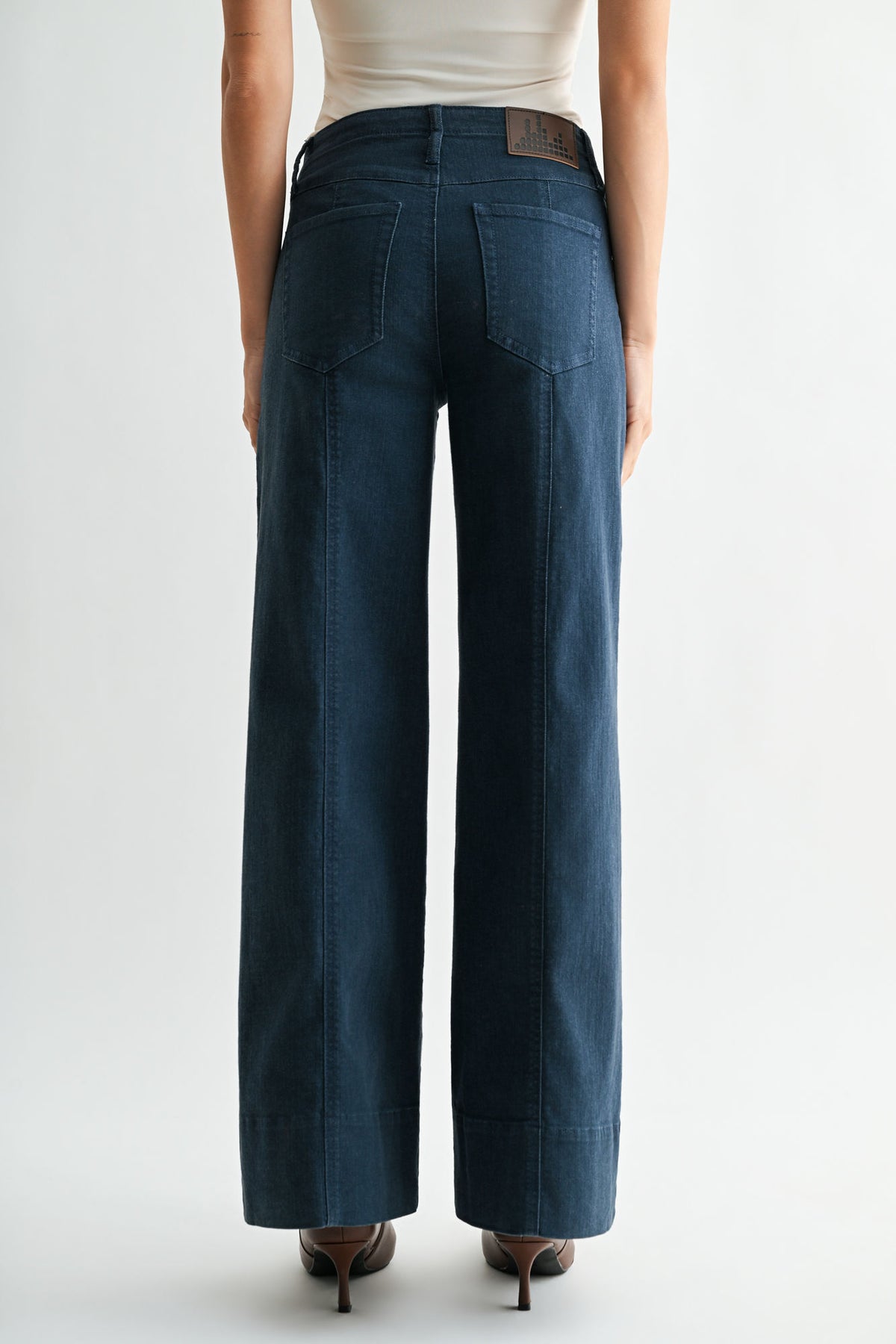 Navybean Seamed Wide Leg Pant
