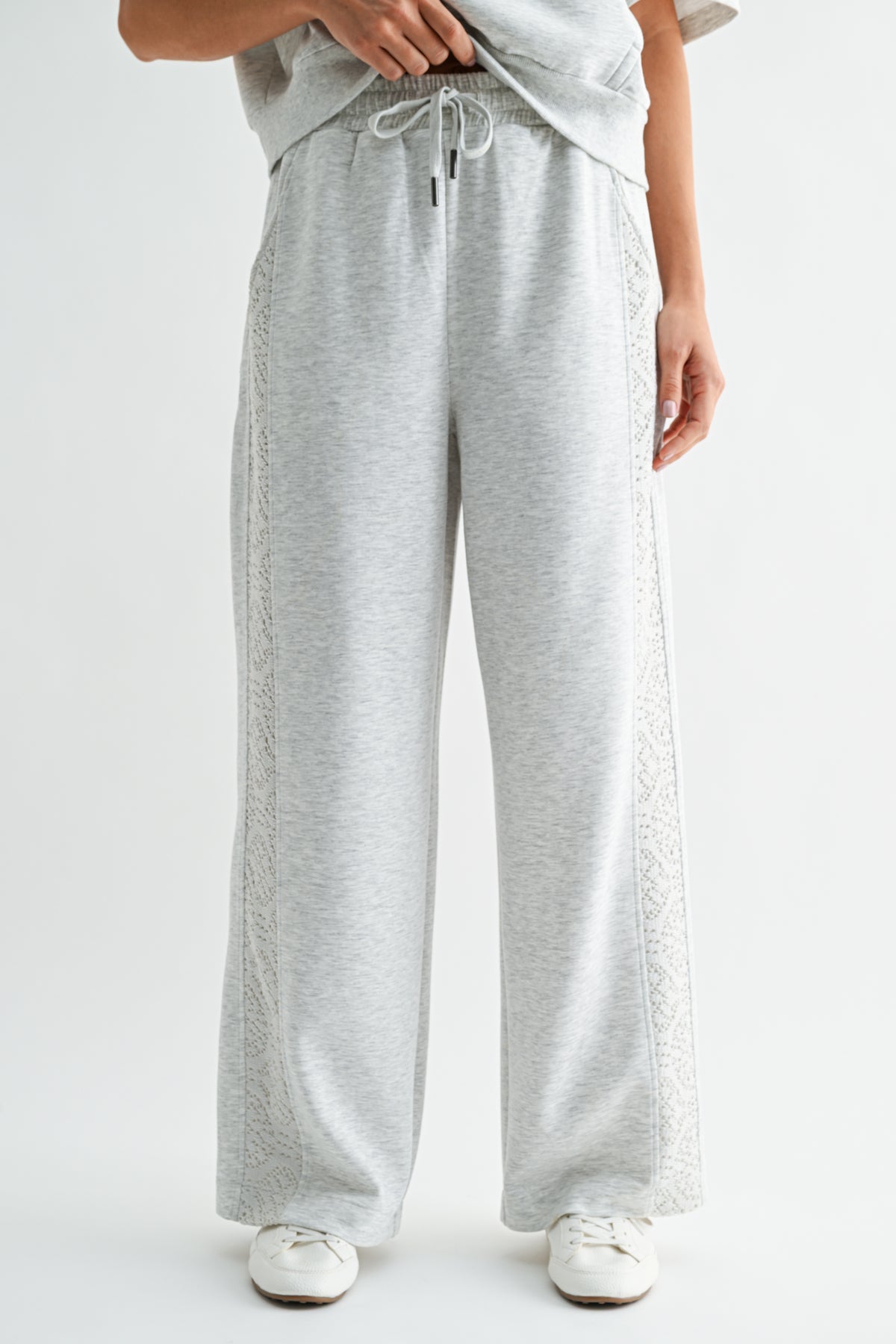 Heather Grey Lace Mixed Lounge Pant