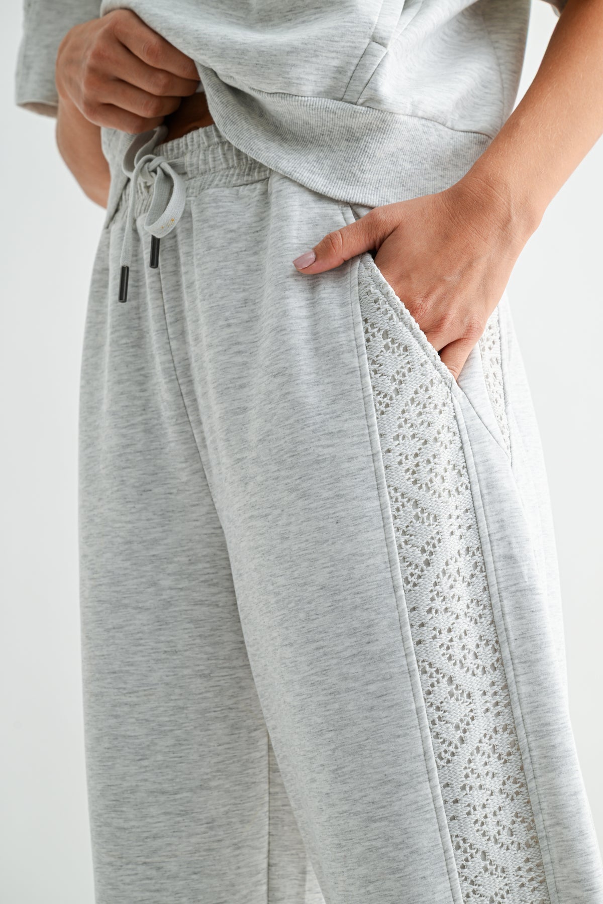 Heather Grey Lace Mixed Lounge Pant