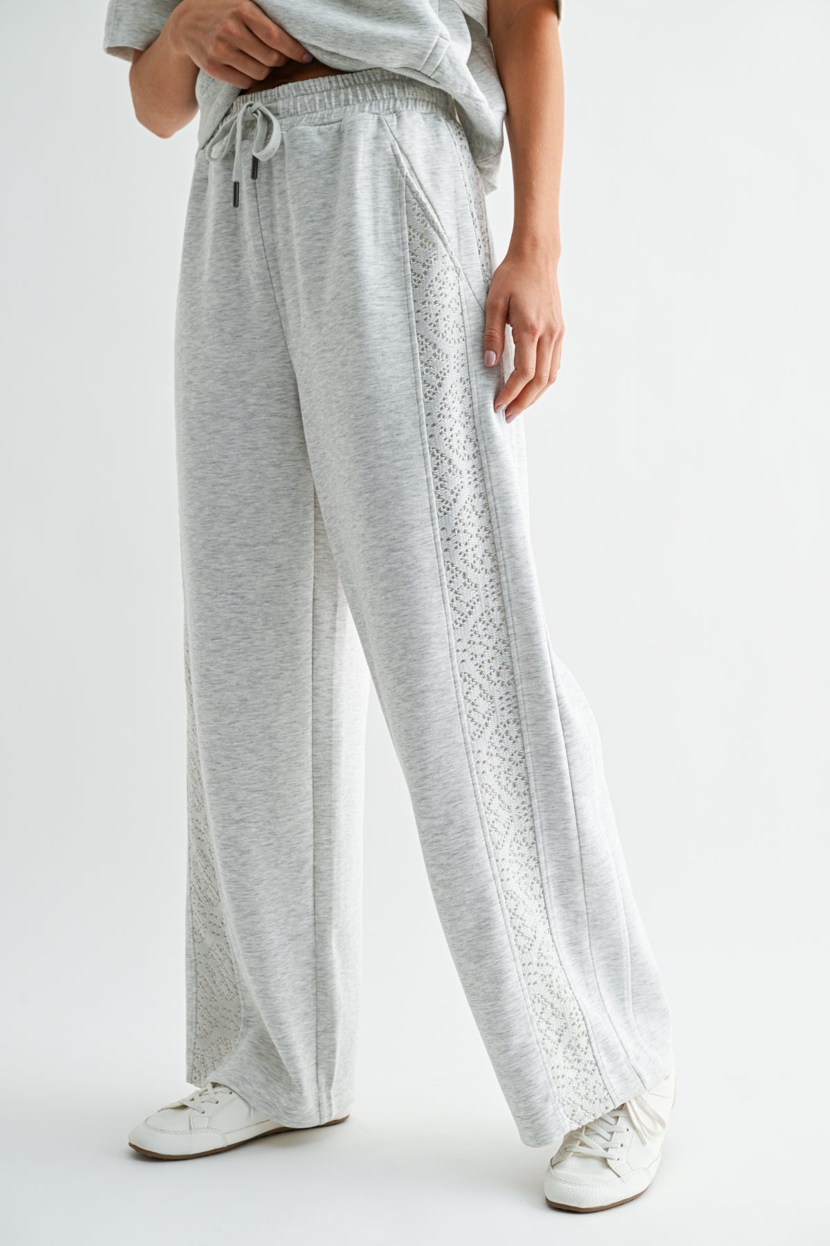 Heather Grey Lace Mixed Lounge Pant