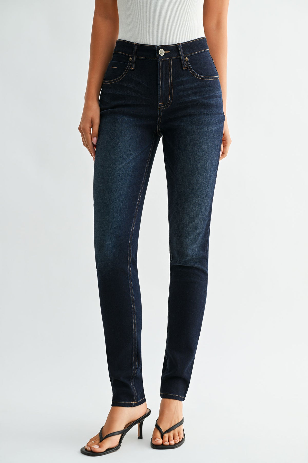 Dark Whisker Wash  5 Pocket Skinny Jean