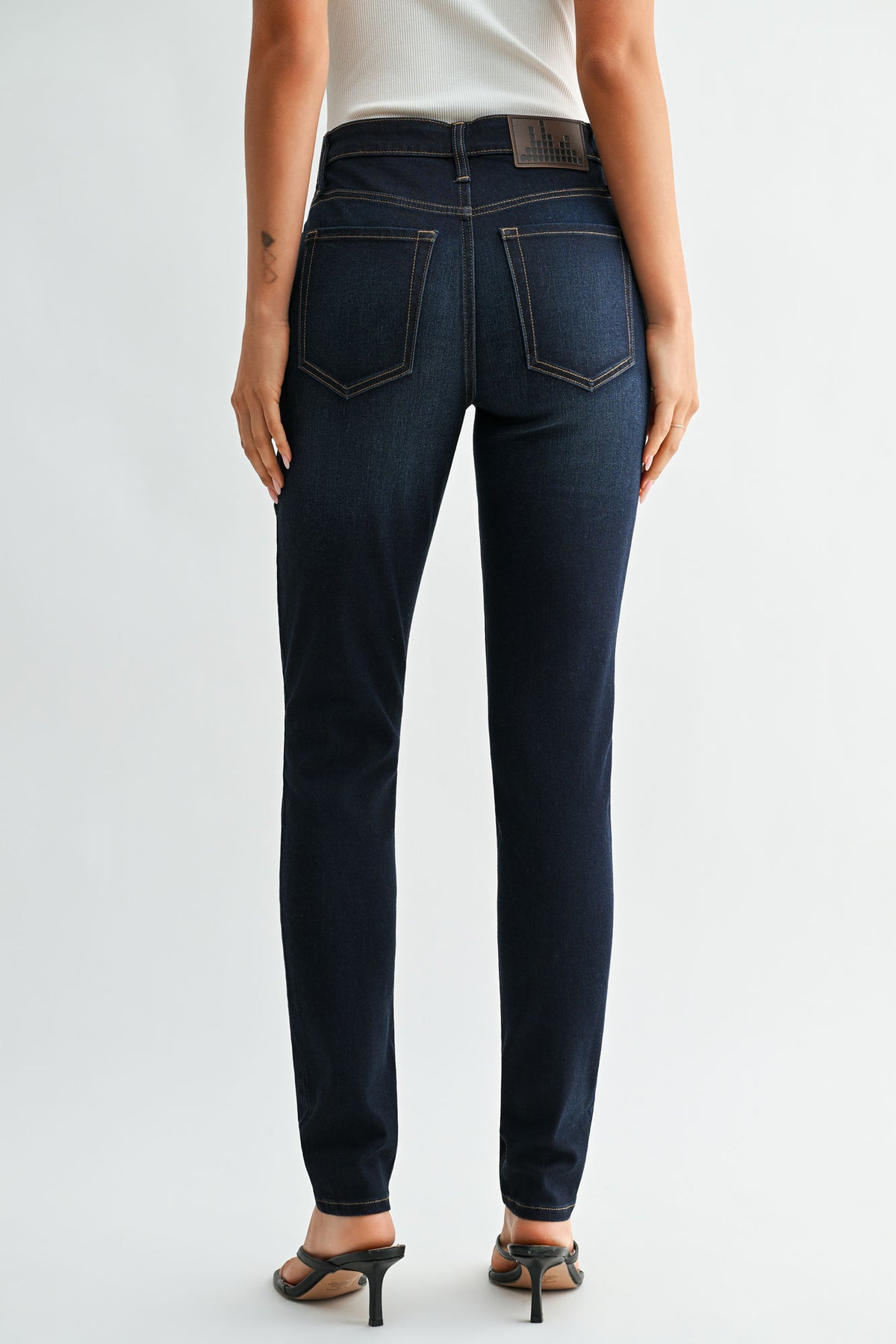 Dark Whisker Wash  5 Pocket Skinny Jean