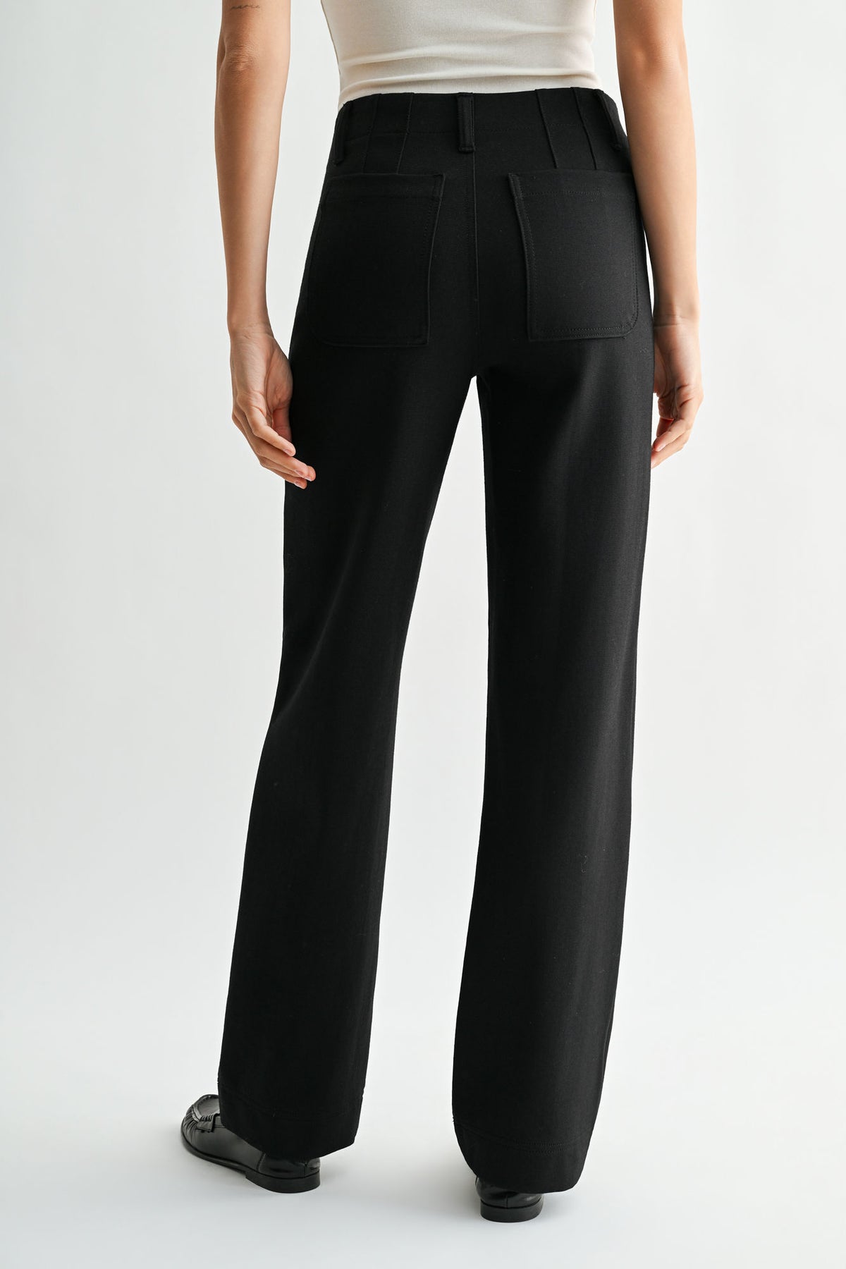 Black Patch Pocket Straight Leg Pant