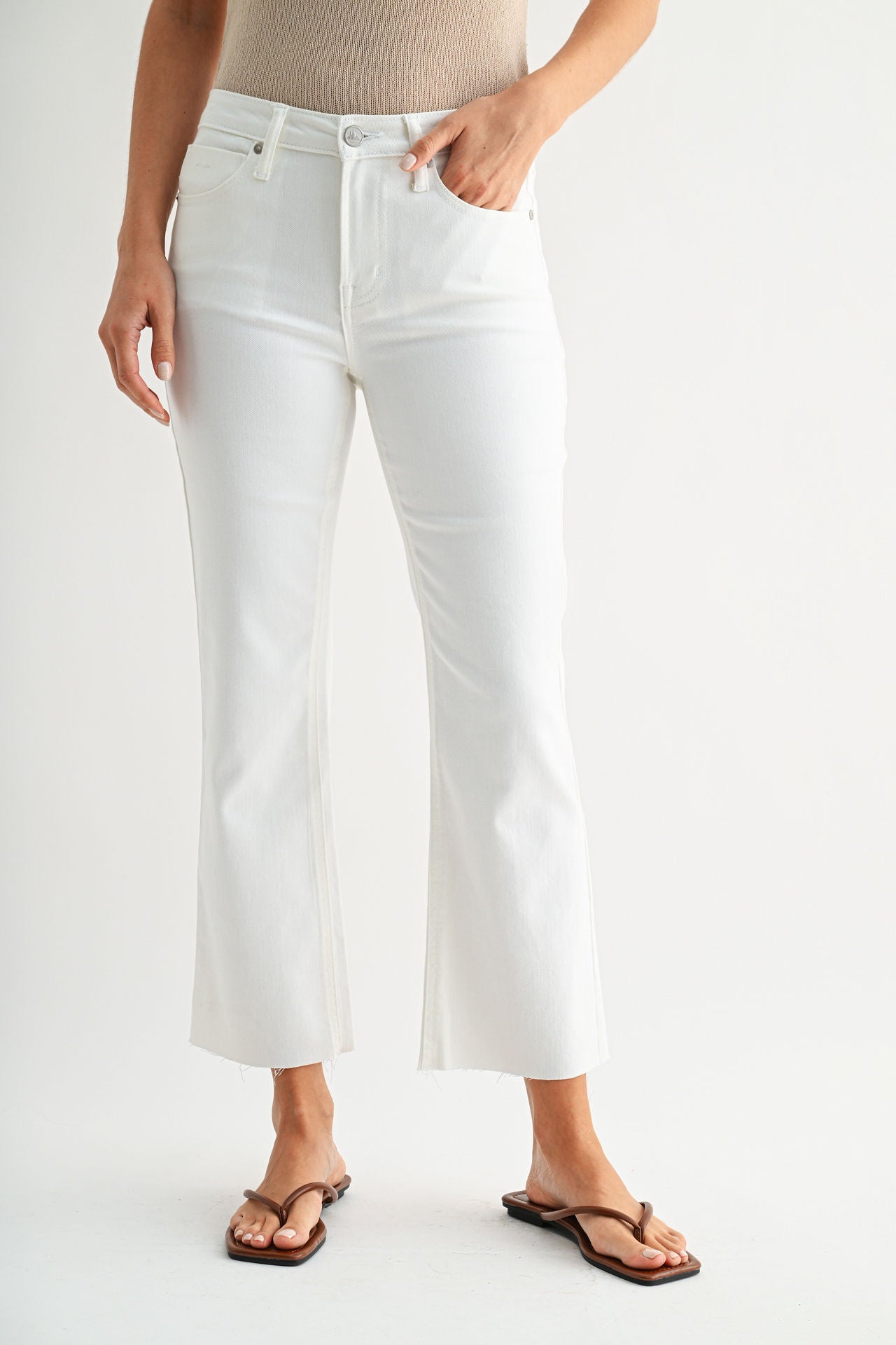 Ivory Cropped Flare Leg