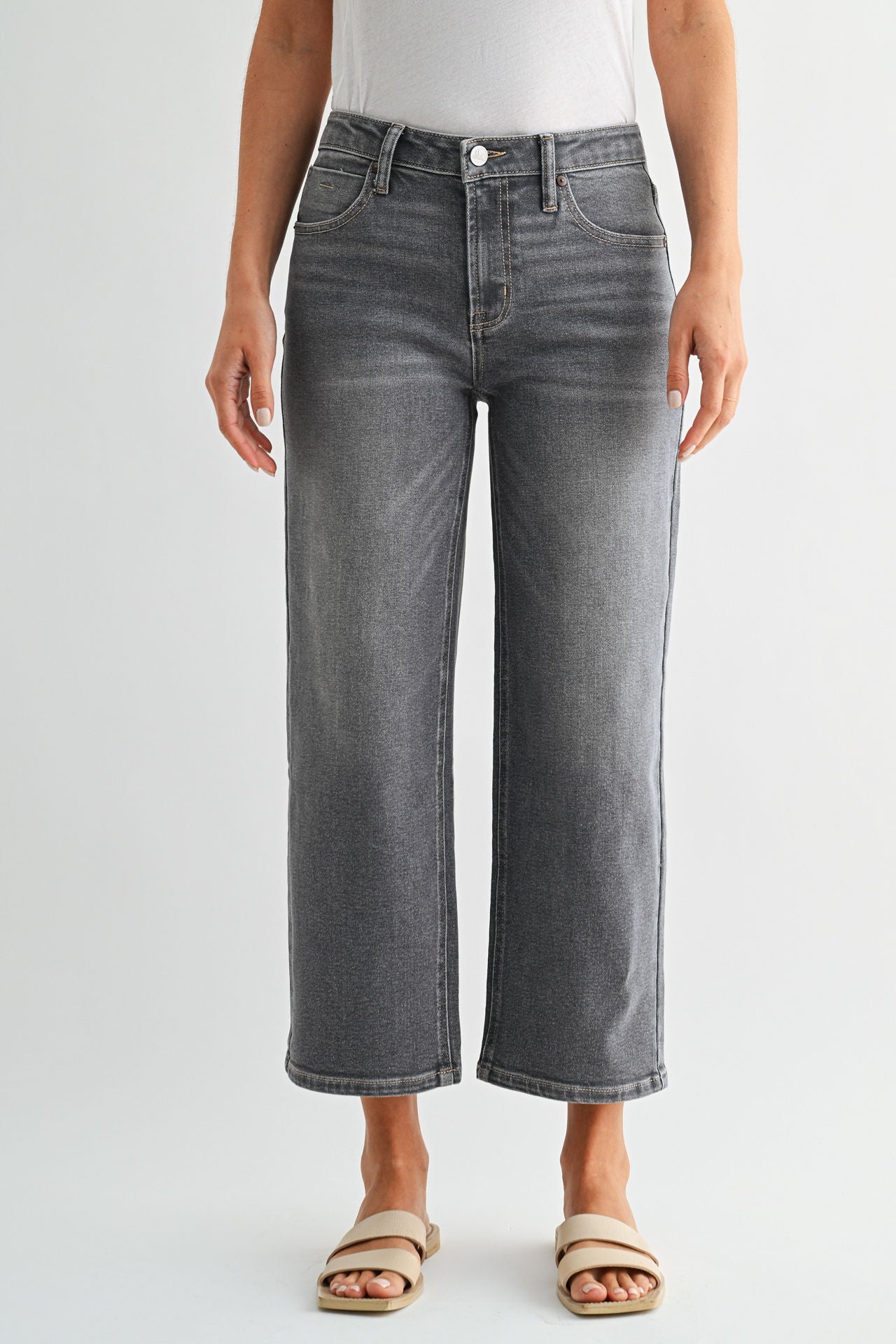 Grey Dover Cropped Straight Leg Denim