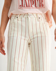 Pearl with Tamarind Stripe Cropped Straight Leg
